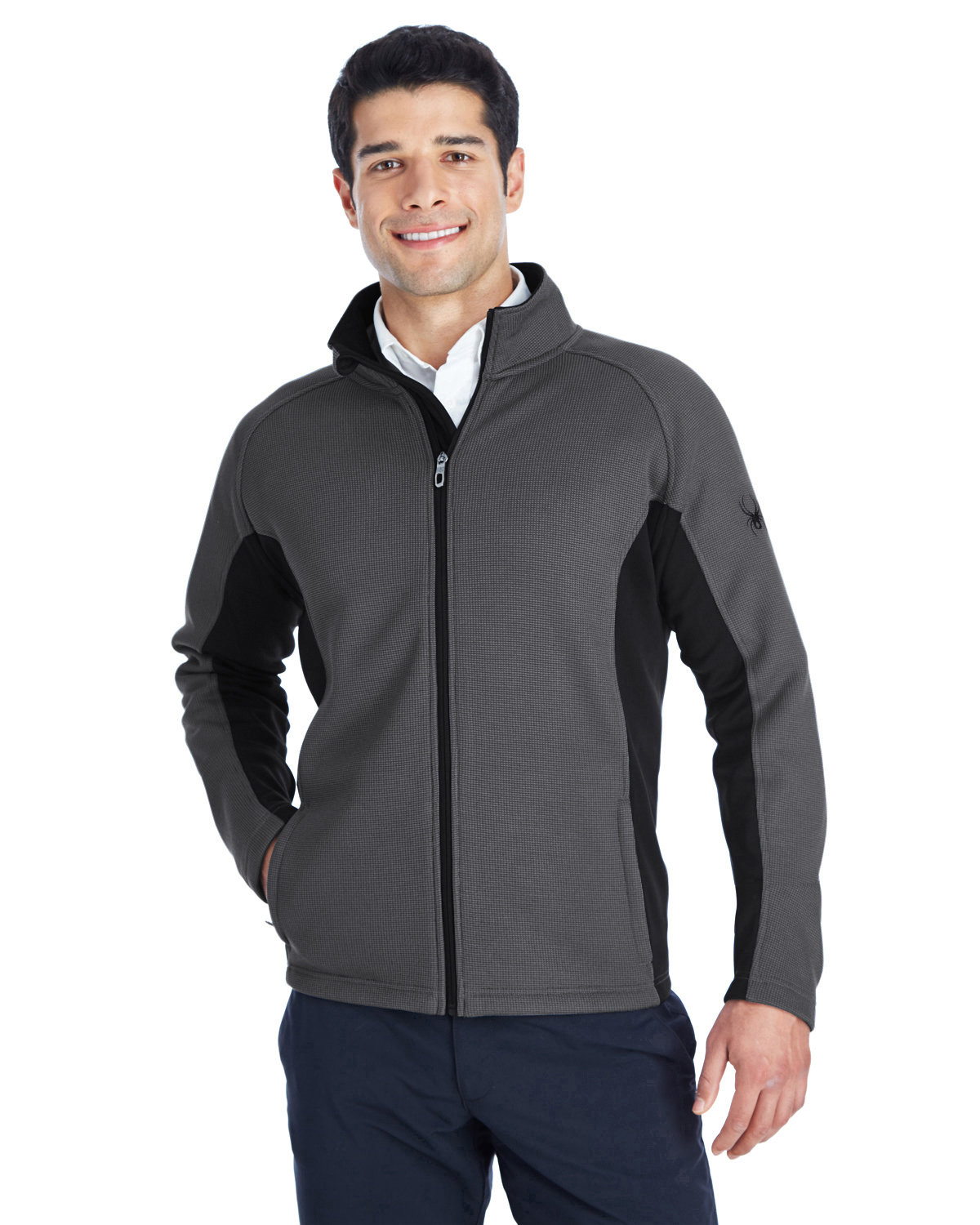 Spyder Men's Constant Full-Zip Sweater Fleece Jacket POLAR/ BLK/ BLK 