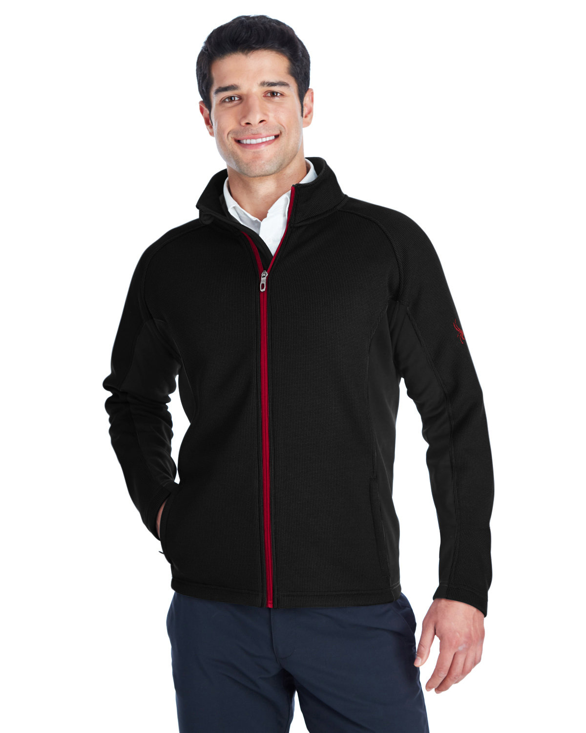 Spyder Men's Constant Full-Zip Sweater Fleece Jacket BLACK/ BLK/ RED 