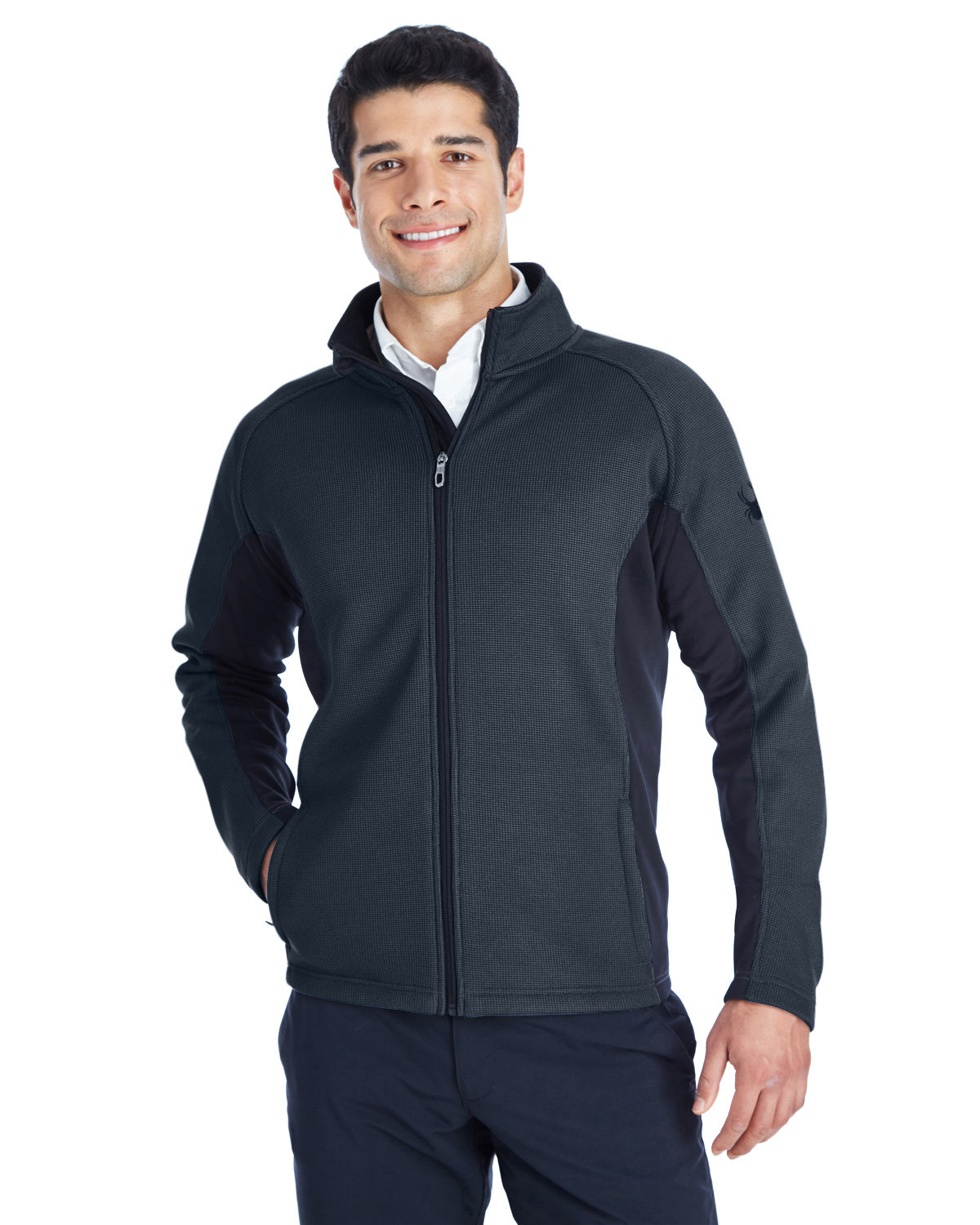 Spyder Men's Constant Full-Zip Sweater Fleece Jacket FRNTIER/ BLK/ BL 