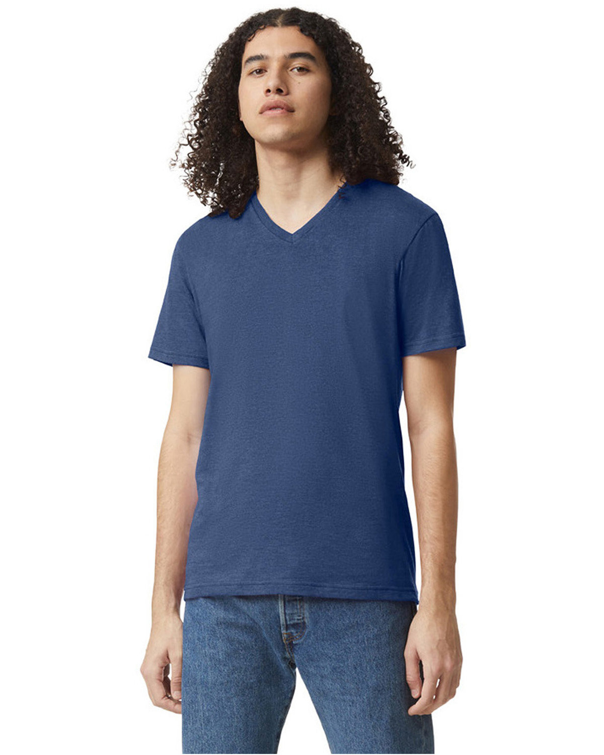 American Apparel Unisex CVC V-Neck T-Shirt HEATHER ARCTIC 