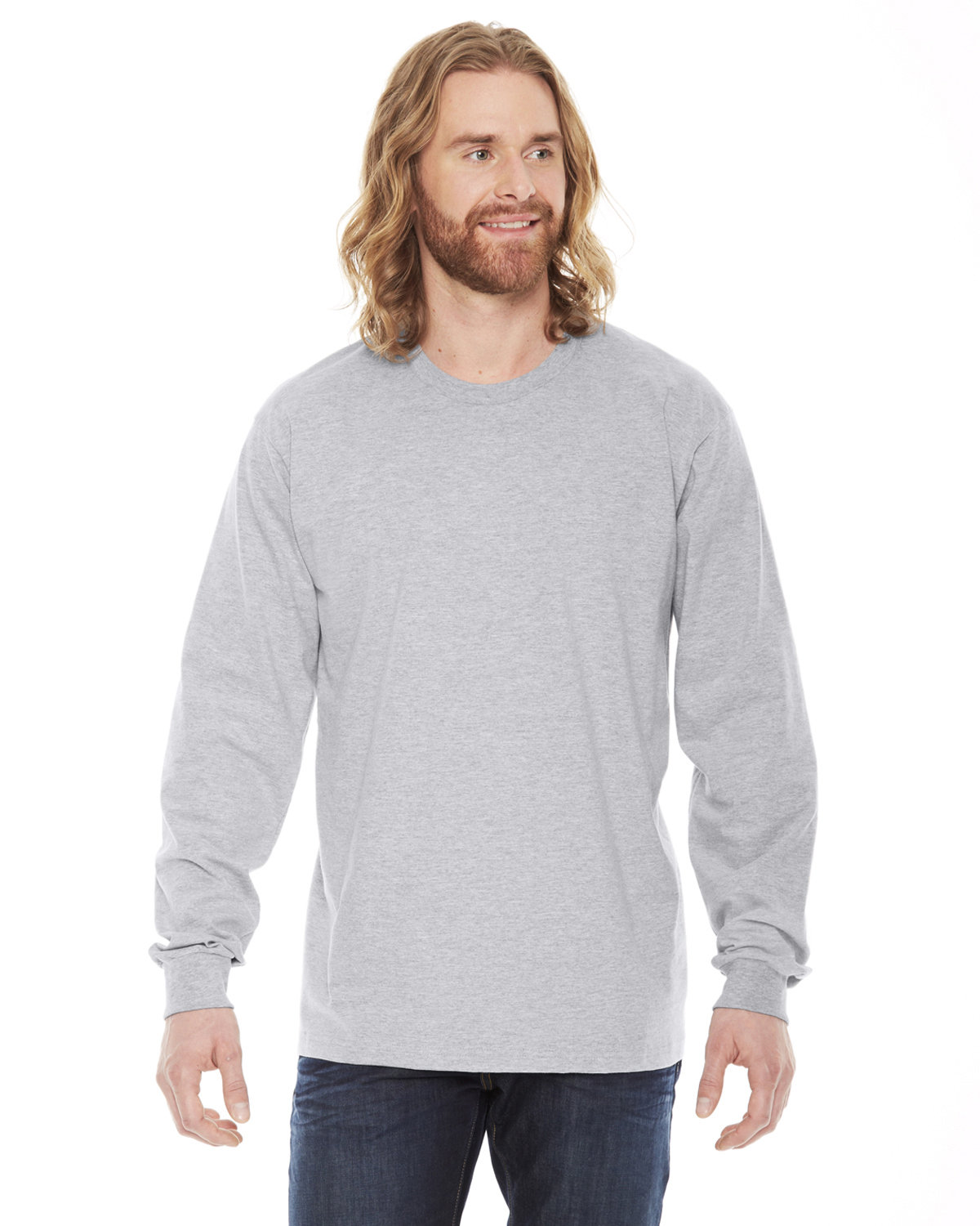 American Apparel Unisex Fine Jersey Long-Sleeve T-Shirt HEATHER GREY 