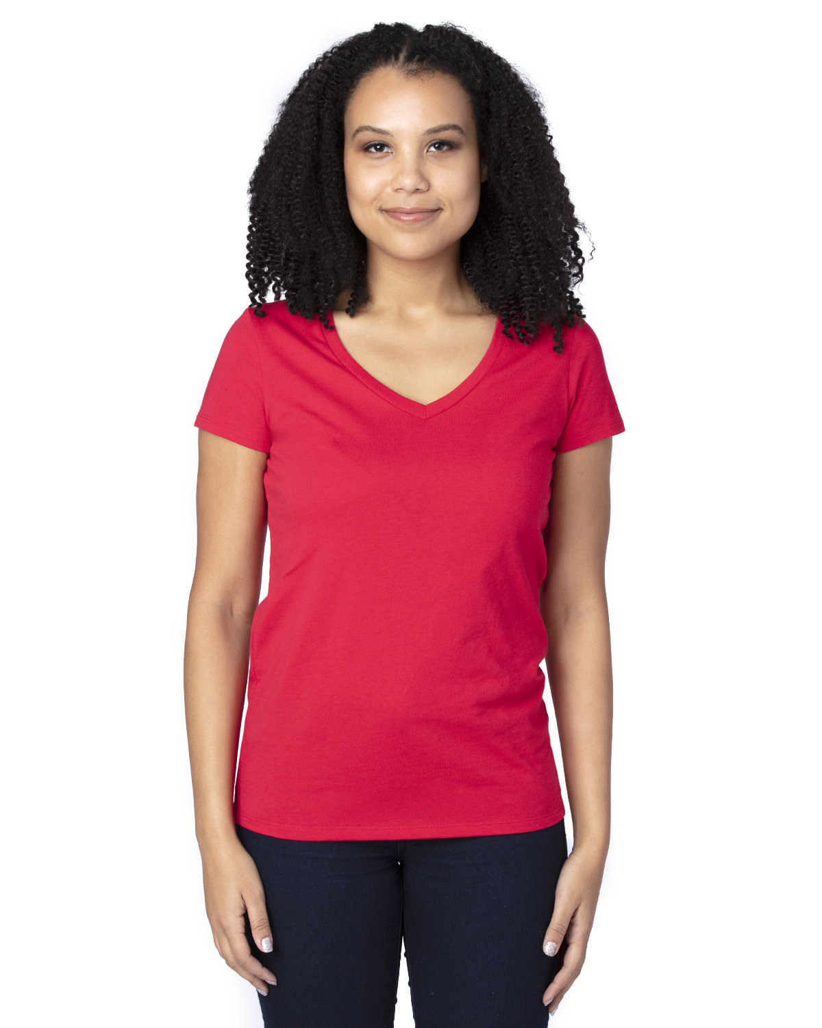 Threadfast Apparel Ladies' Ultimate V-Neck T-Shirt RED 