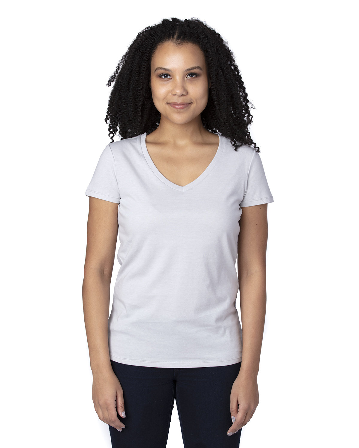 Threadfast Apparel Ladies' Ultimate V-Neck T-Shirt SILVER 