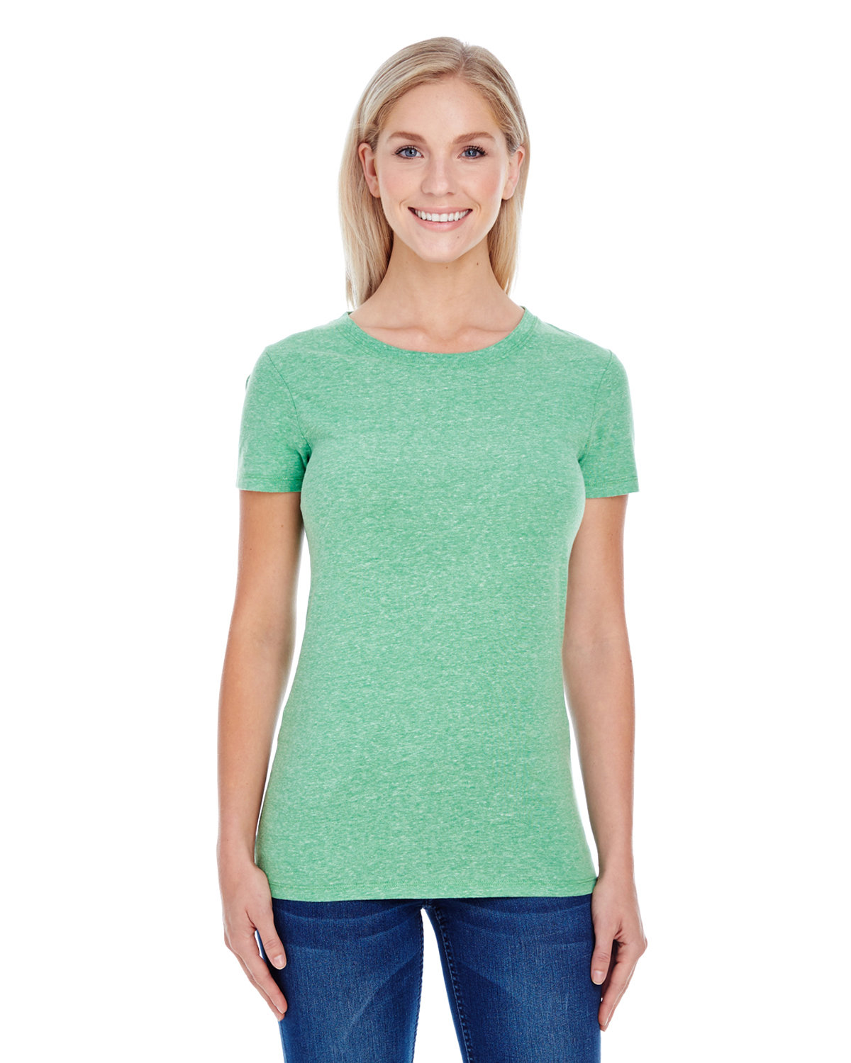 Threadfast Apparel Ladies' Triblend Short-Sleeve T-Shirt GREEN TRIBLEND 