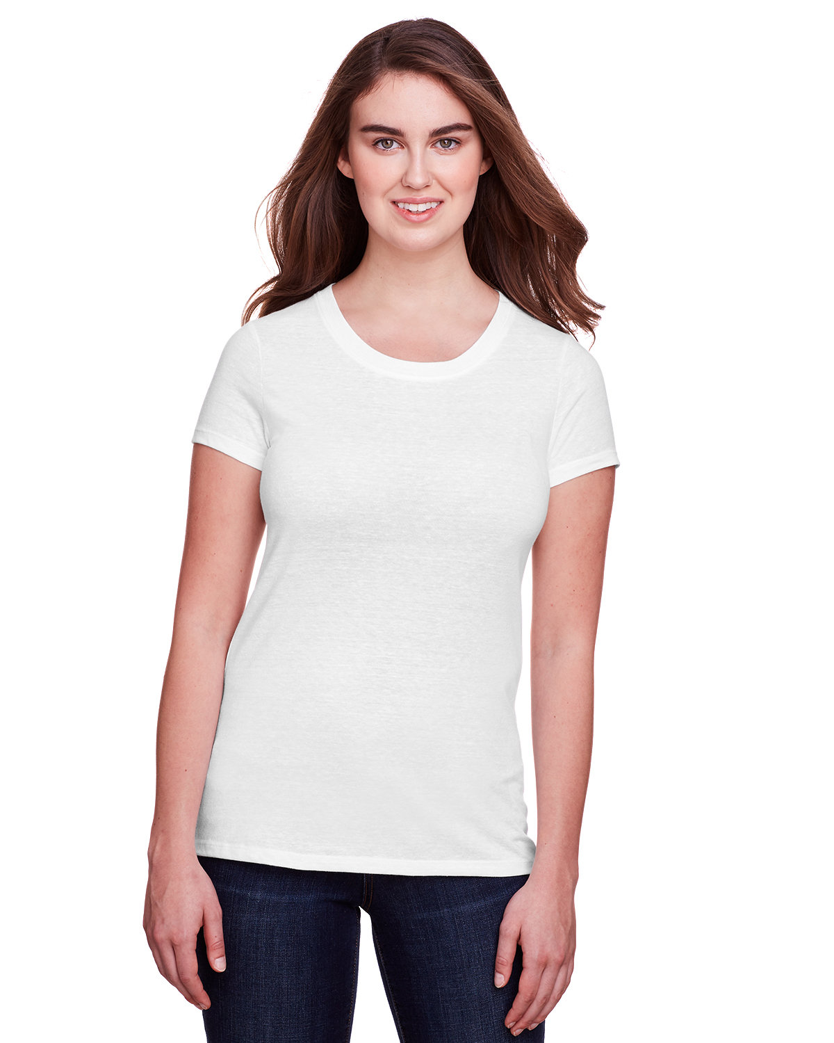 Threadfast Apparel Ladies' Triblend Short-Sleeve T-Shirt SOLID WHT TRBLND 