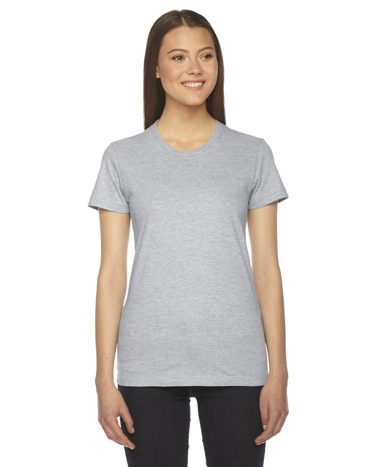 American Apparel Ladies' Fine Jersey USA Made Short-Sleeve T-Shirt heather grey 