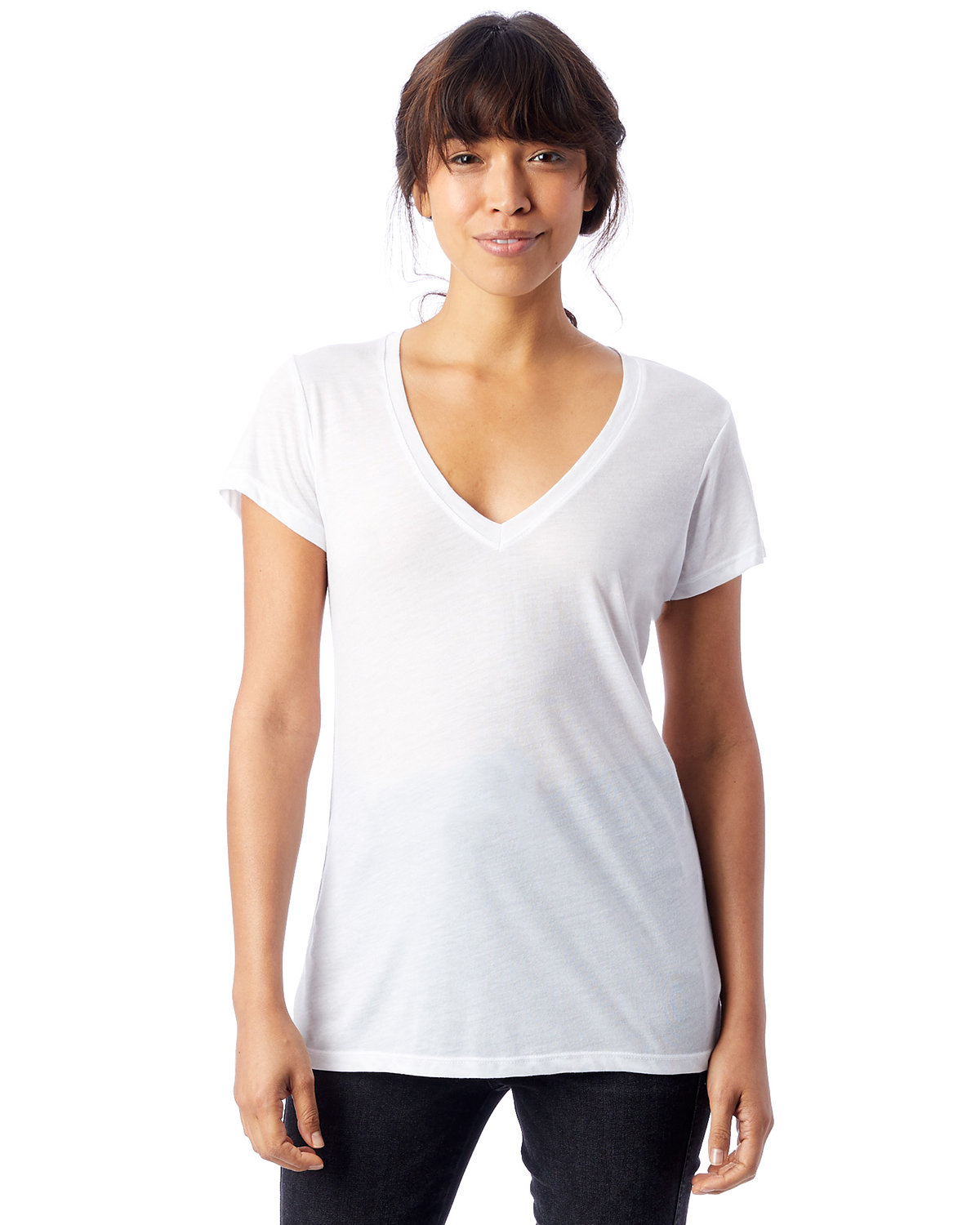 Alternative Ladies' Slinky-Jersey V-Neck T-Shirt white 