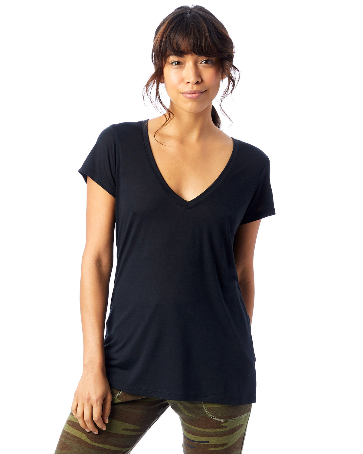 Alternative Ladies' Slinky-Jersey V-Neck T-Shirt black 
