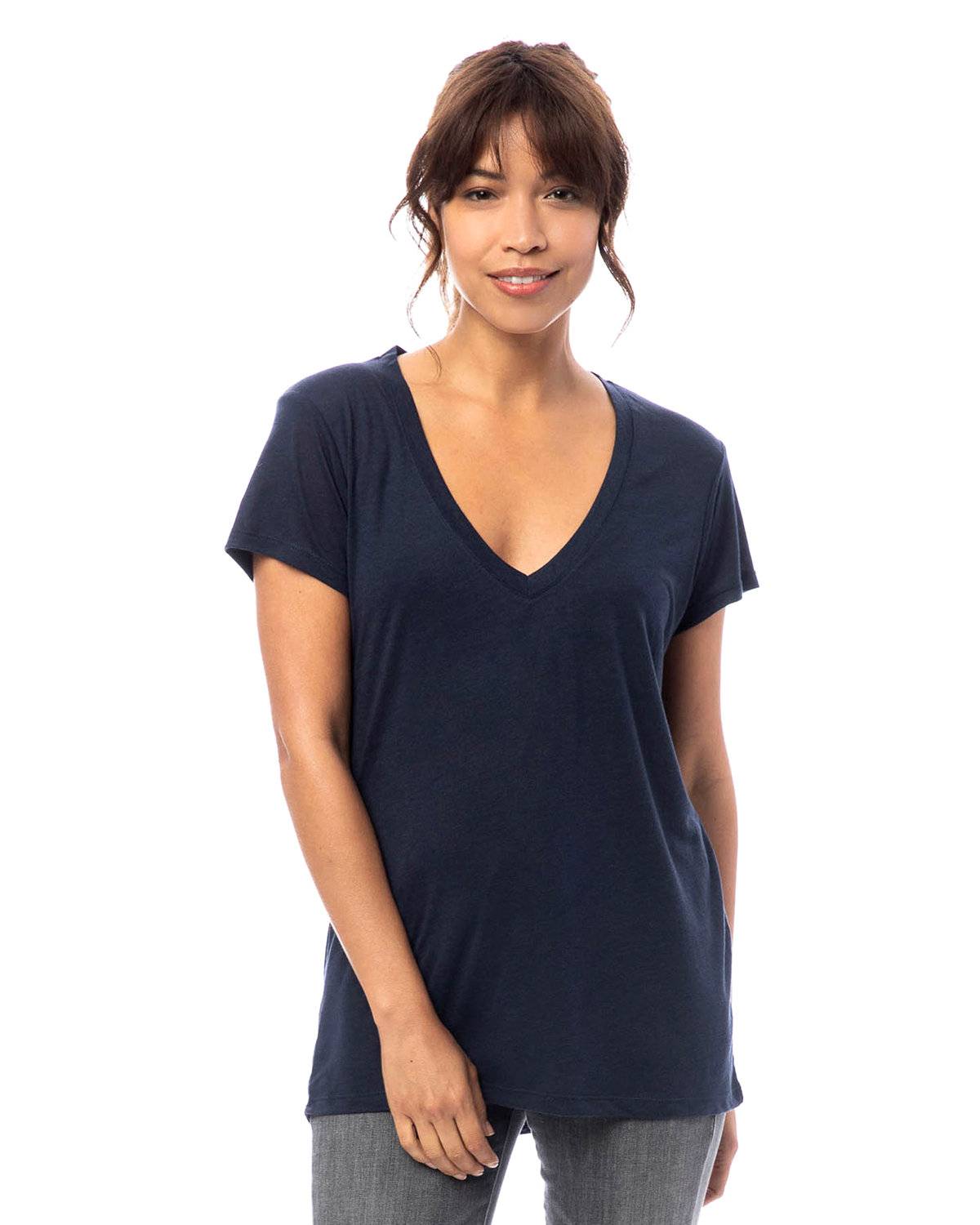 Alternative Ladies' Slinky-Jersey V-Neck T-Shirt navy 