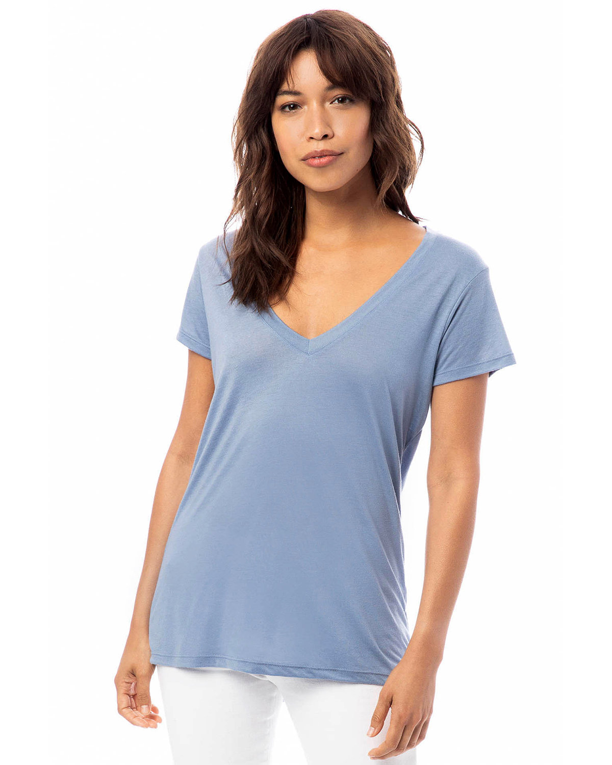 Alternative Ladies' Slinky-Jersey V-Neck T-Shirt stonewash blue 