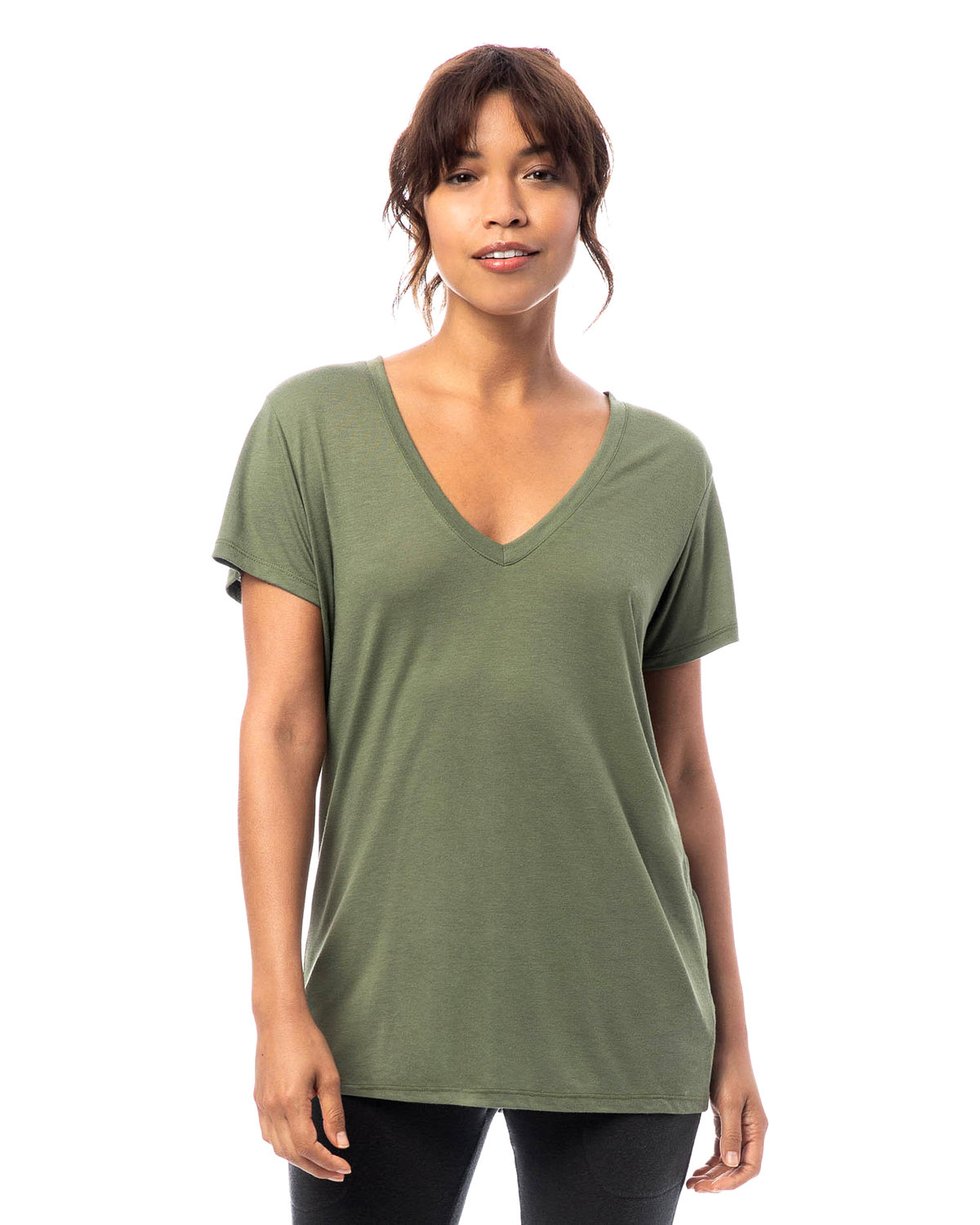 Alternative Ladies' Slinky-Jersey V-Neck T-Shirt army green 