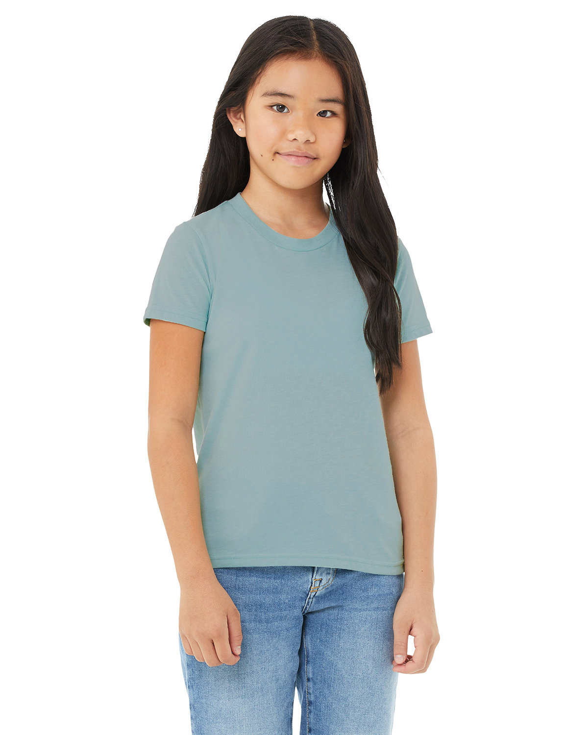 Bella + Canvas Youth CVC Jersey T-Shirt HTHR BLUE LAGOON 