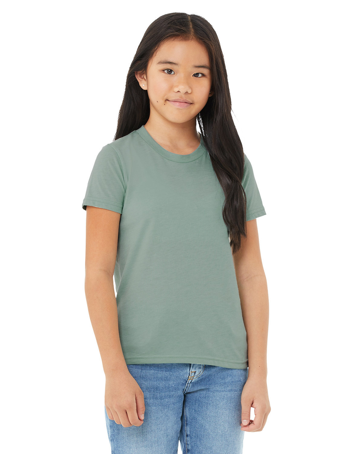 Bella + Canvas Youth CVC Jersey T-Shirt HTHR DUSTY BLUE 