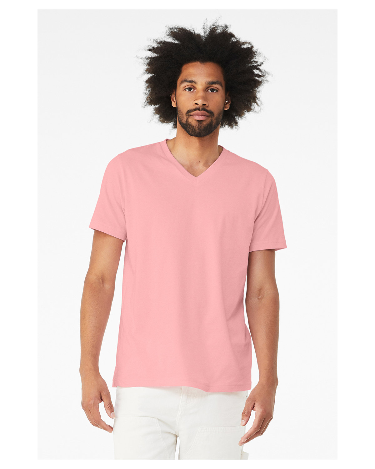 Bella + Canvas Unisex Jersey Short-Sleeve V-Neck T-Shirt PINK 