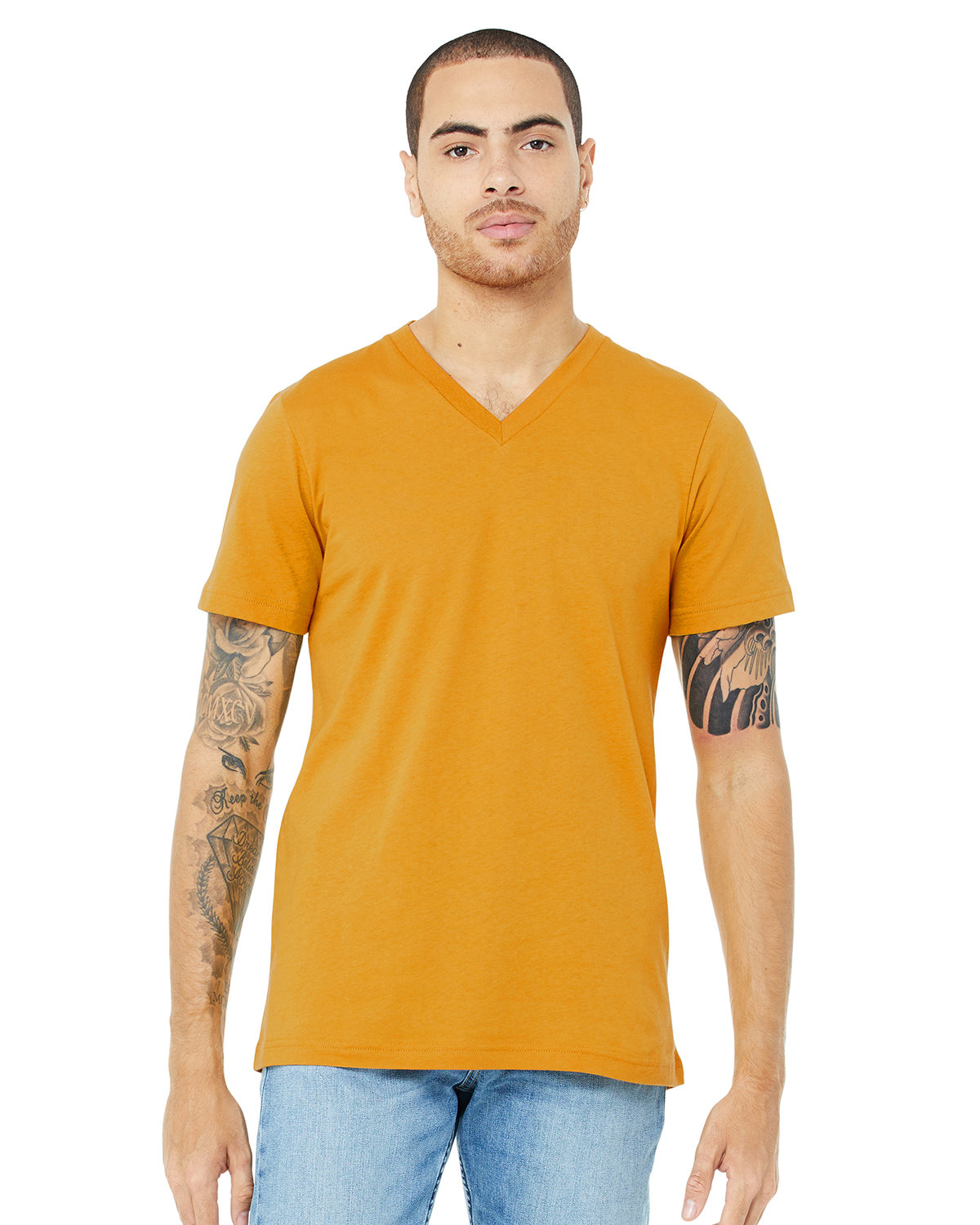 Bella + Canvas Unisex Jersey Short-Sleeve V-Neck T-Shirt MUSTARD 