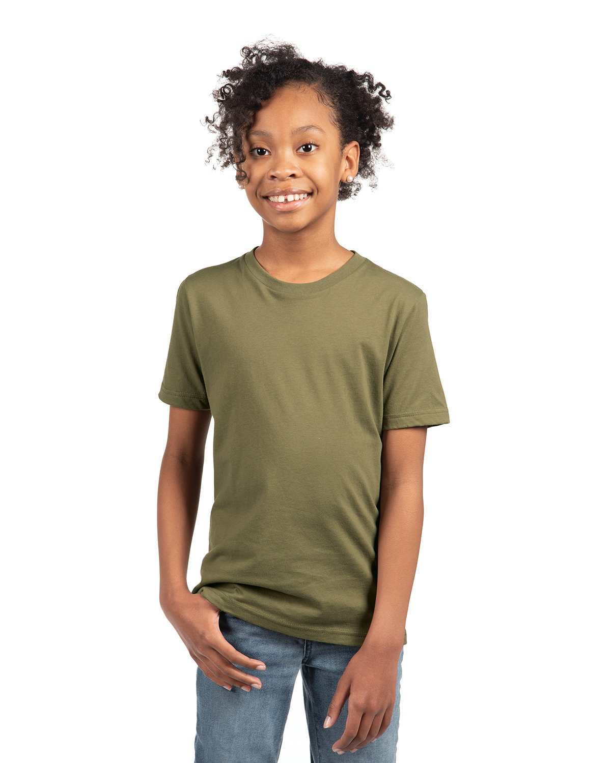 Next Level Apparel Youth Boys’ Cotton Crew MILITARY GREEN 
