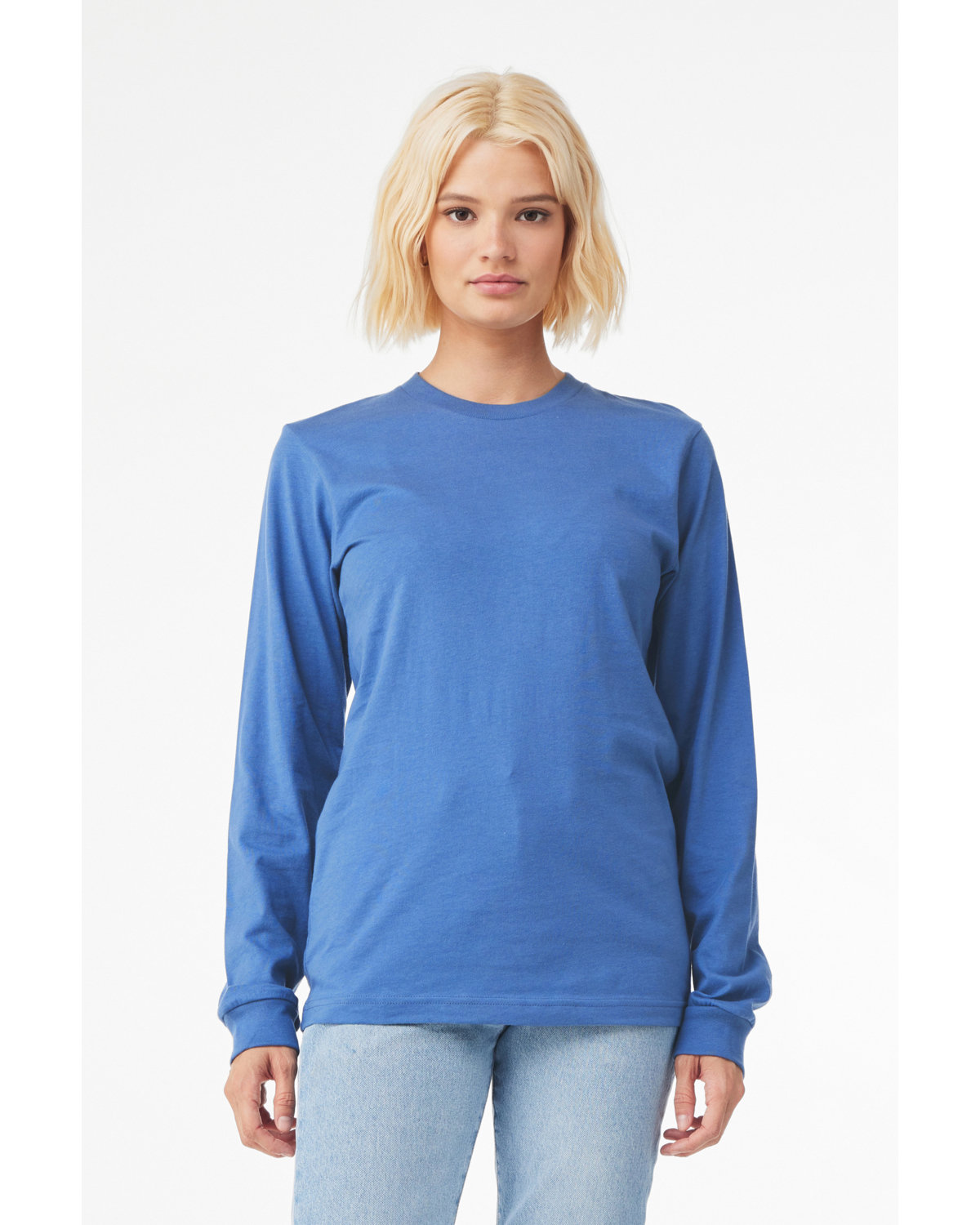 Bella + Canvas Unisex CVC Jersey Long-Sleeve T-Shirt HTHR COLUM BLUE 