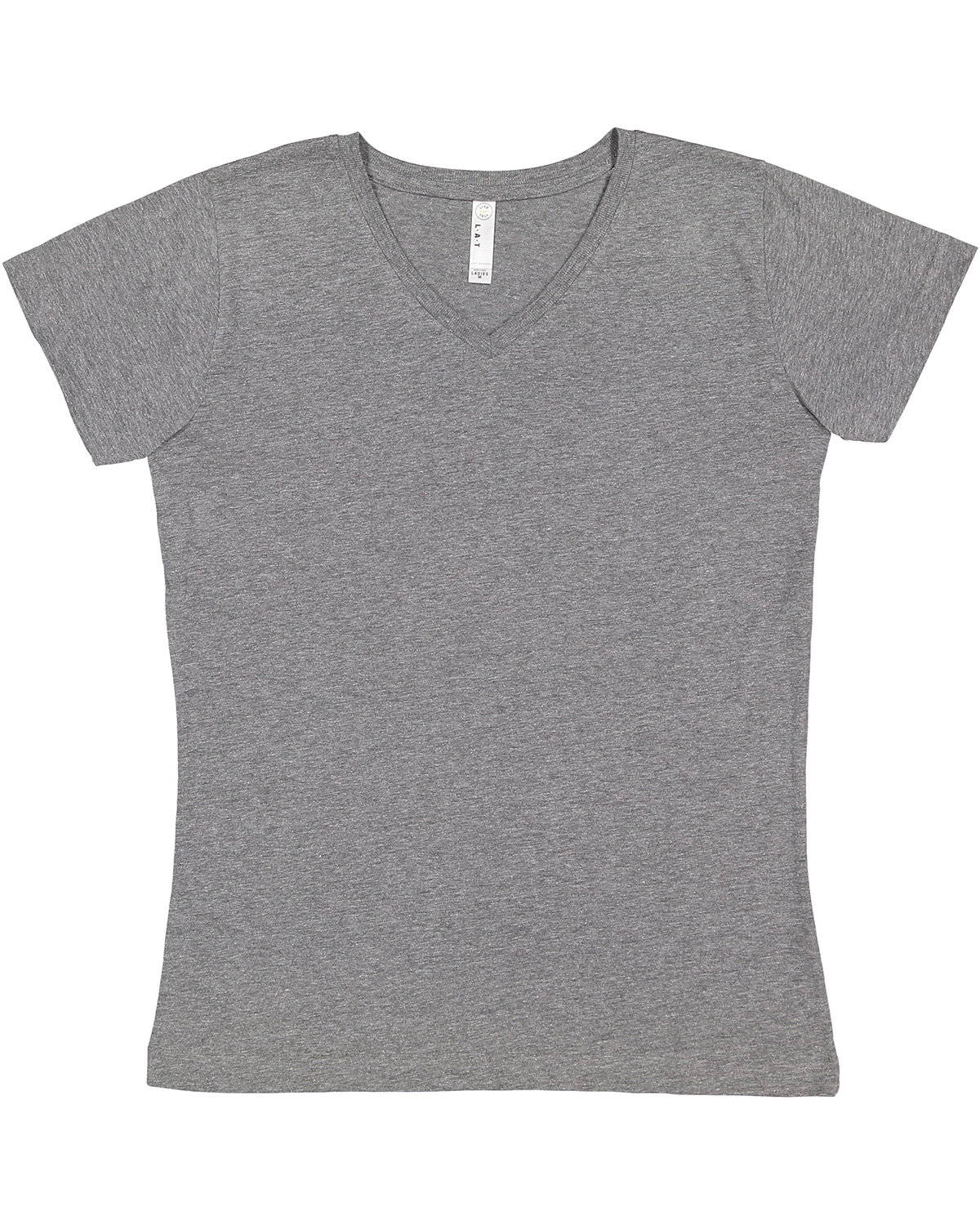 LAT Ladies' V-Neck Fine Jersey T-Shirt GRANITE HEATHER 