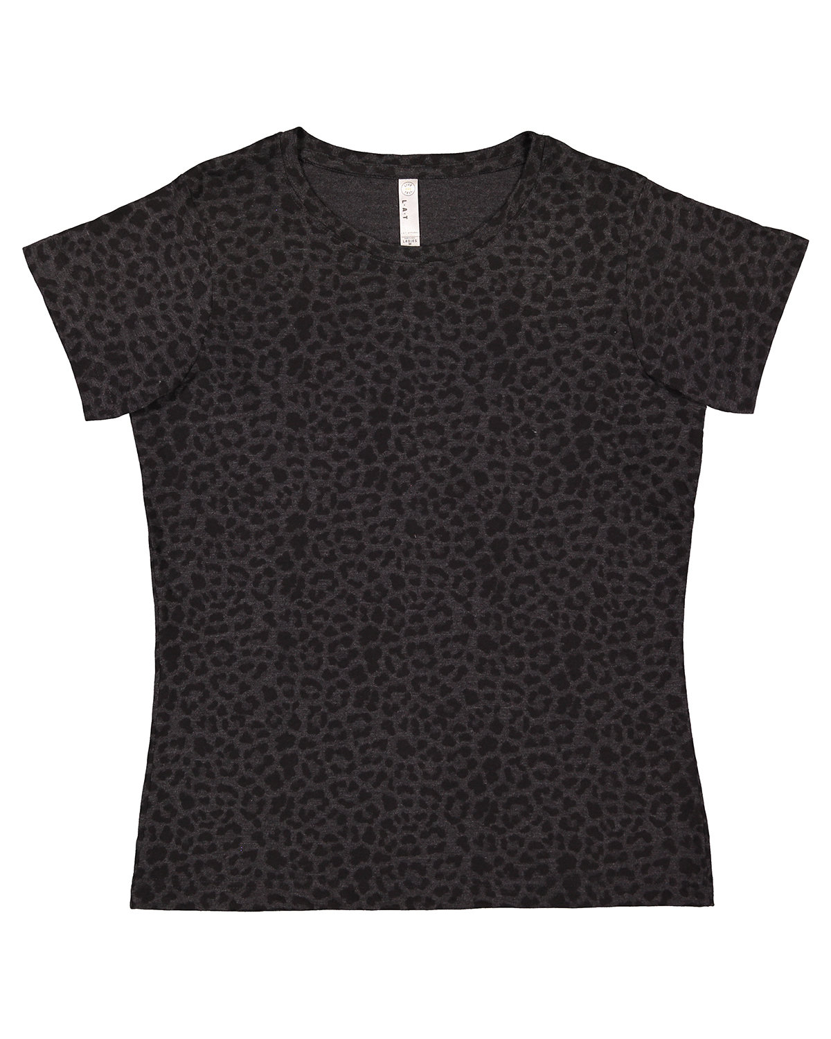 LAT Ladies' Fine Jersey T-Shirt BLACK LEOPARD 