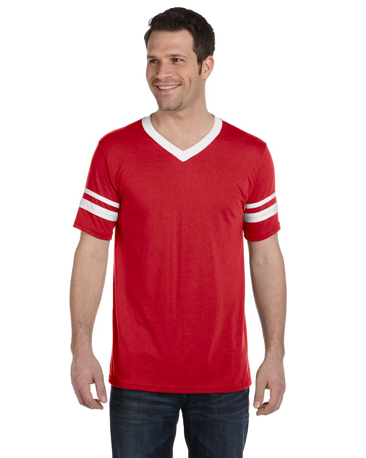 Augusta Sportswear Adult Sleeve Stripe Jersey RED/ WHITE 