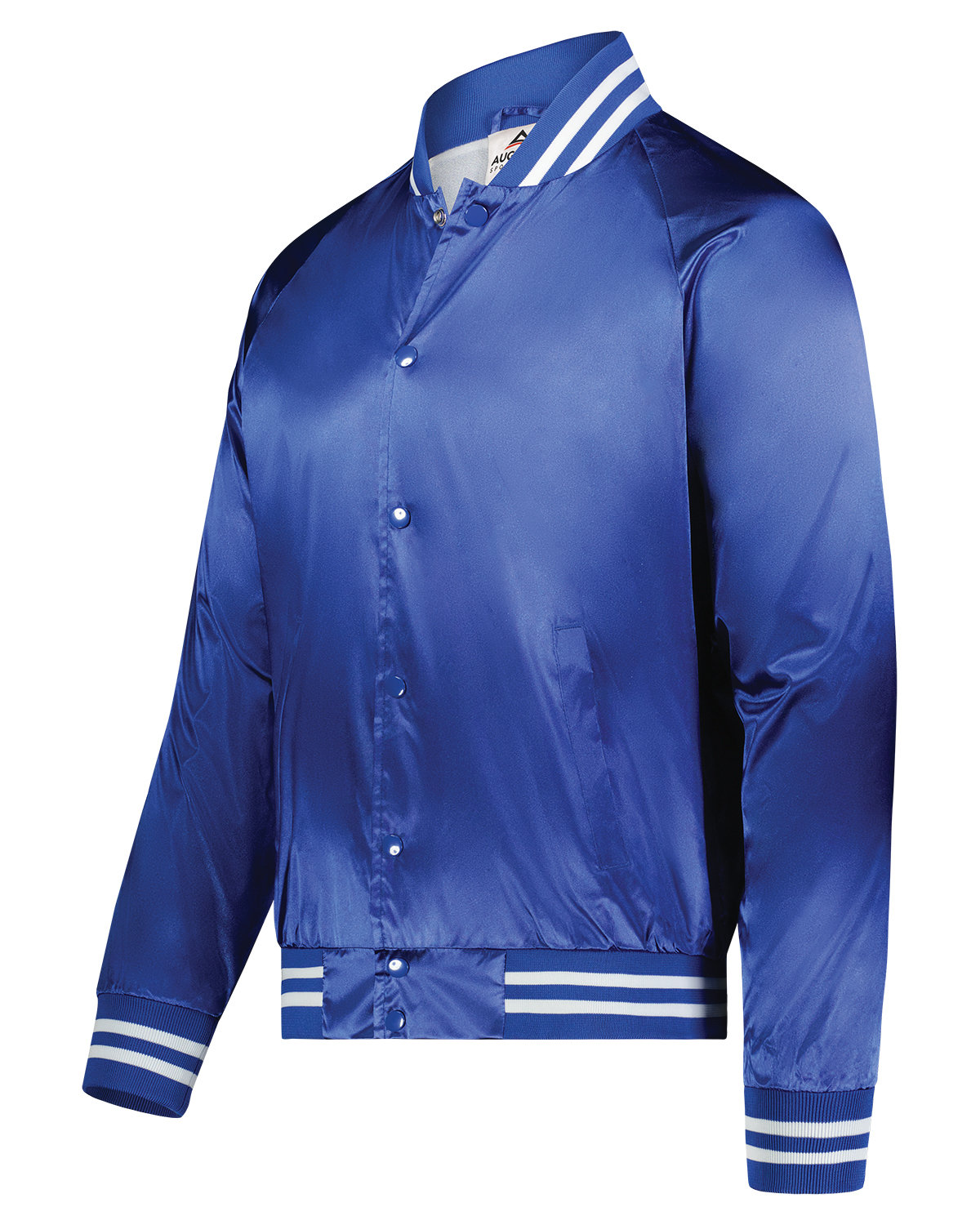 Augusta Sportswear Unisex Striped Trim Satin Baseball Jacket | alphabroder