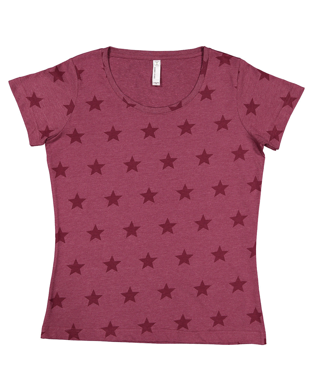 Code Five Ladies' Five Star T-Shirt BURGUNDY STAR 