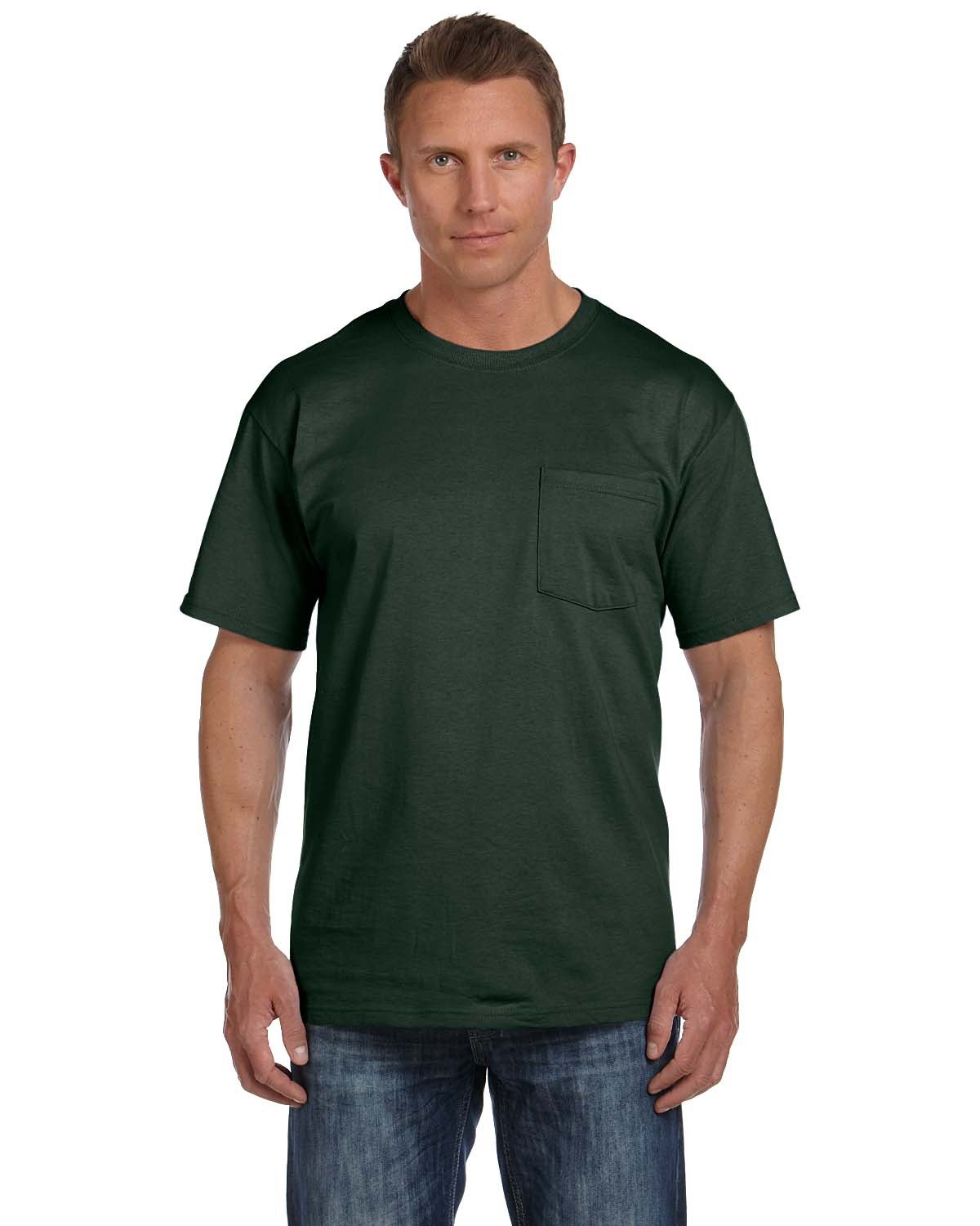 Fruit of the Loom Adult HD Cotton™ Pocket T-Shirt FOREST GREEN 