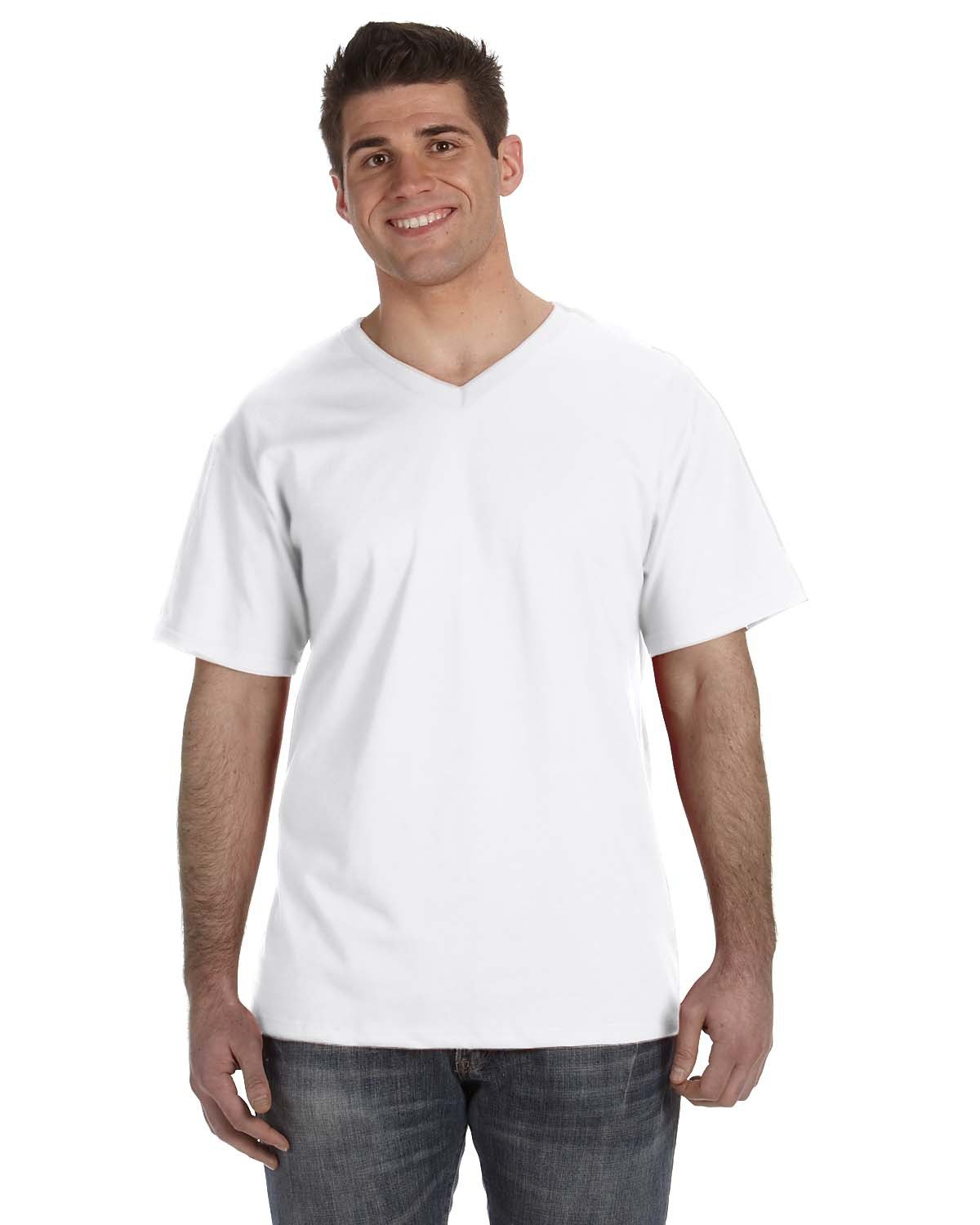 Fruit of the Loom Adult HD Cotton™ V-Neck T-Shirt | alphabroder