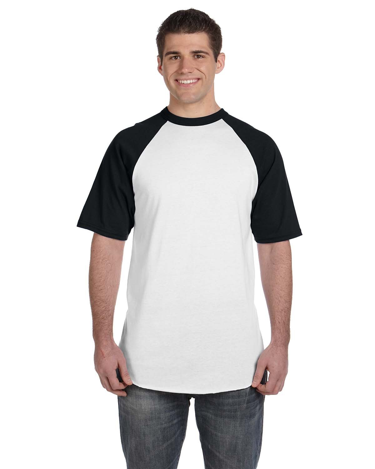 Augusta Sportswear Adult Short-Sleeve Baseball Jersey WHITE/ BLACK 