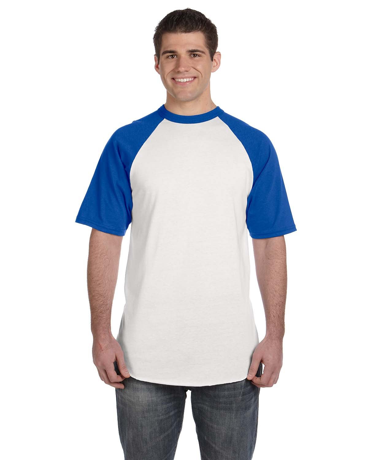 Augusta Sportswear Adult Short-Sleeve Baseball Jersey WHITE/ ROYAL 
