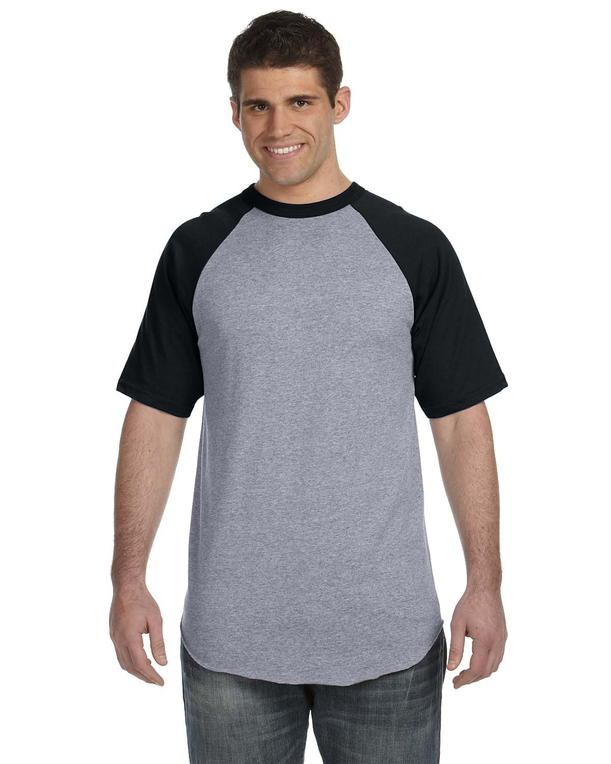 Augusta Sportswear Adult Short-Sleeve Baseball Jersey ATH HTHR/ BLACK 