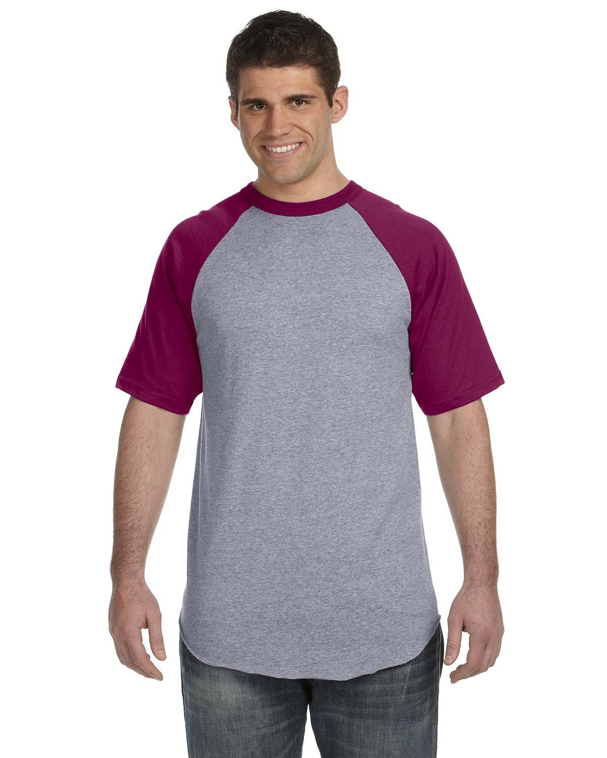 Augusta Sportswear Adult Short-Sleeve Baseball Jersey ATH HTHR/ MAROON 