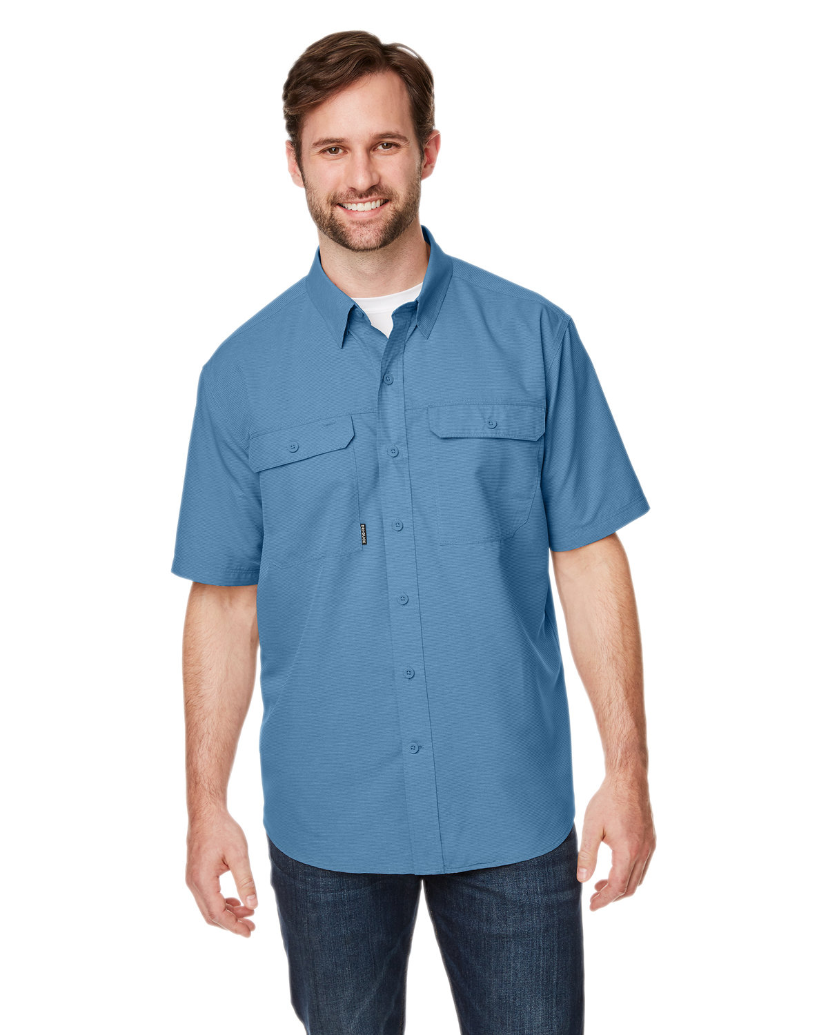 Dri Duck Men's Crossroad Dobby Short-Sleeve Woven Shirt slate blue 