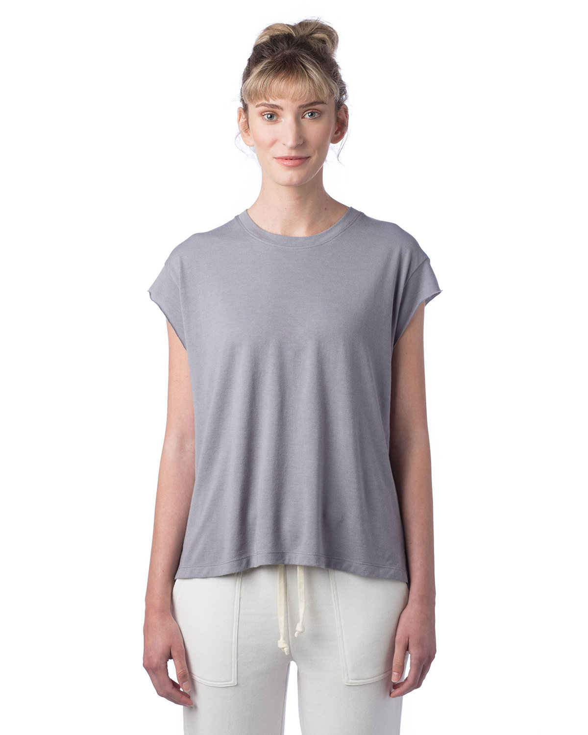 Alternative Ladies' Modal Tri-Blend Raw Edge Muscle T-Shirt nickel 