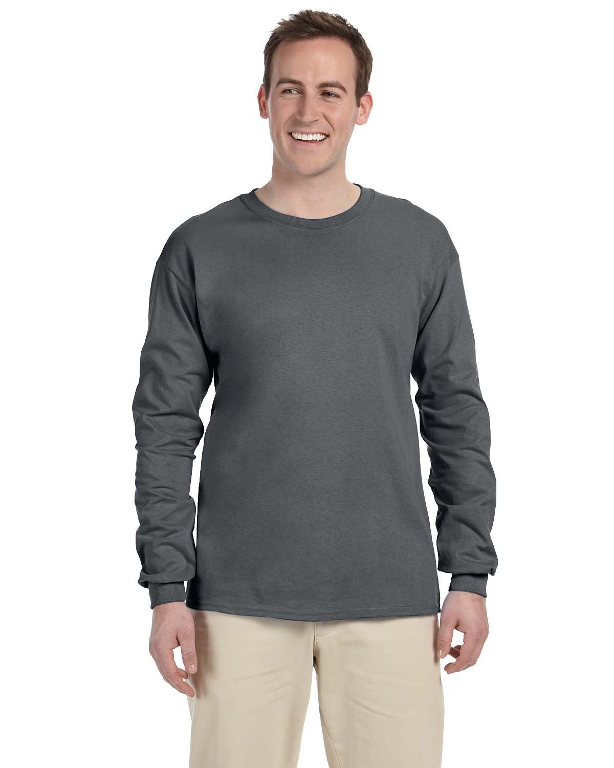 Fruit of the Loom Adult HD Cotton™ Long-Sleeve T-Shirt CHARCOAL GREY 