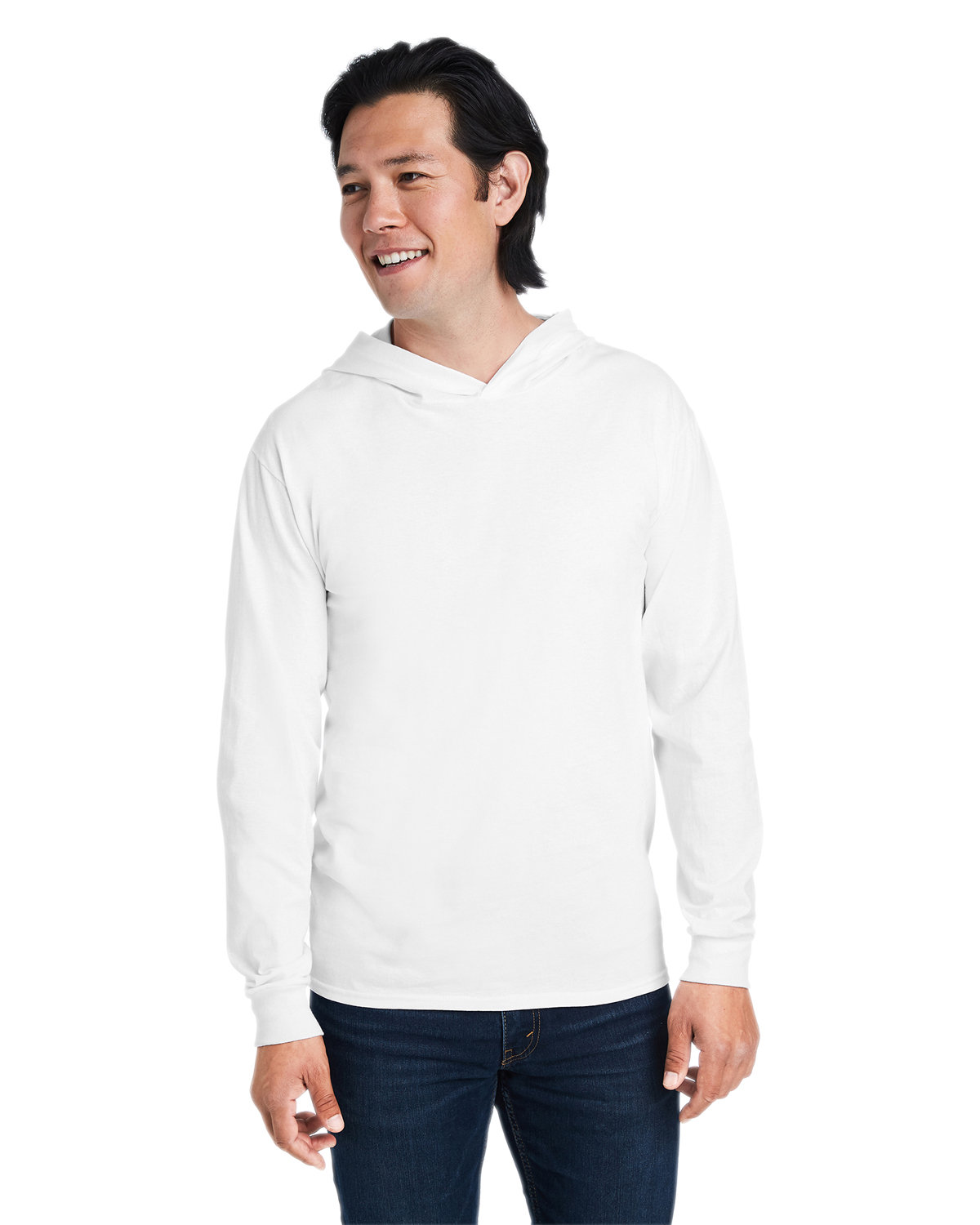Fruit of the Loom Men's HD Cotton™ Jersey Hooded T-Shirt WHITE 