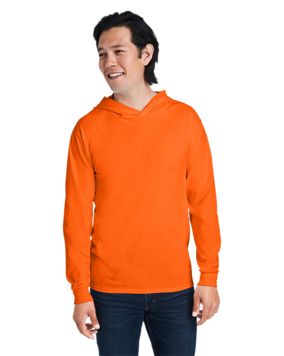 Fruit of the Loom Men's HD Cotton™ Jersey Hooded T-Shirt SAFETY ORANGE 