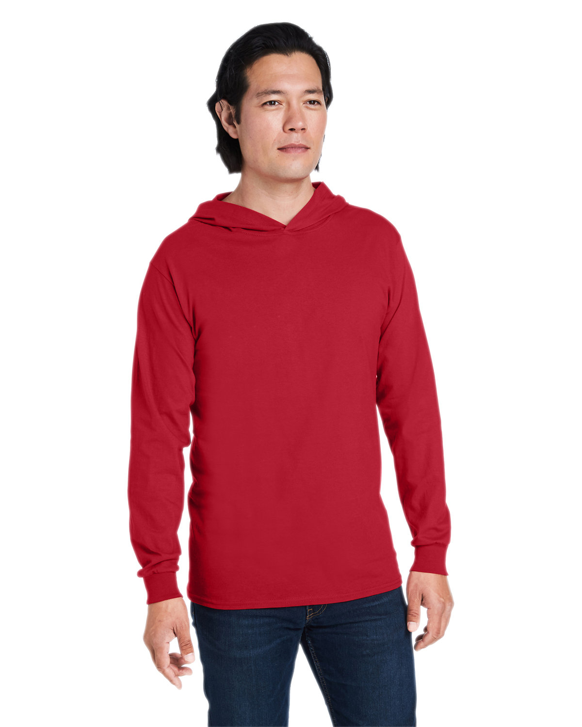 Fruit of the Loom Men's HD Cotton™ Jersey Hooded T-Shirt TRUE RED 