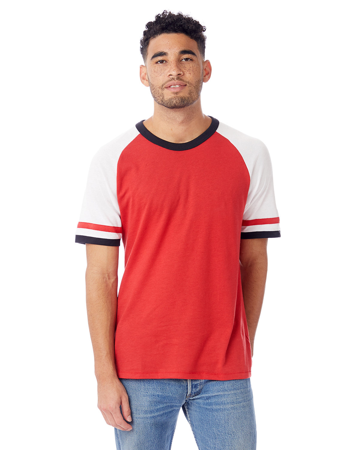 Alternative Unisex Slapshot Vintage Jersey  T-Shirt RED/ WHITE/ BLK 