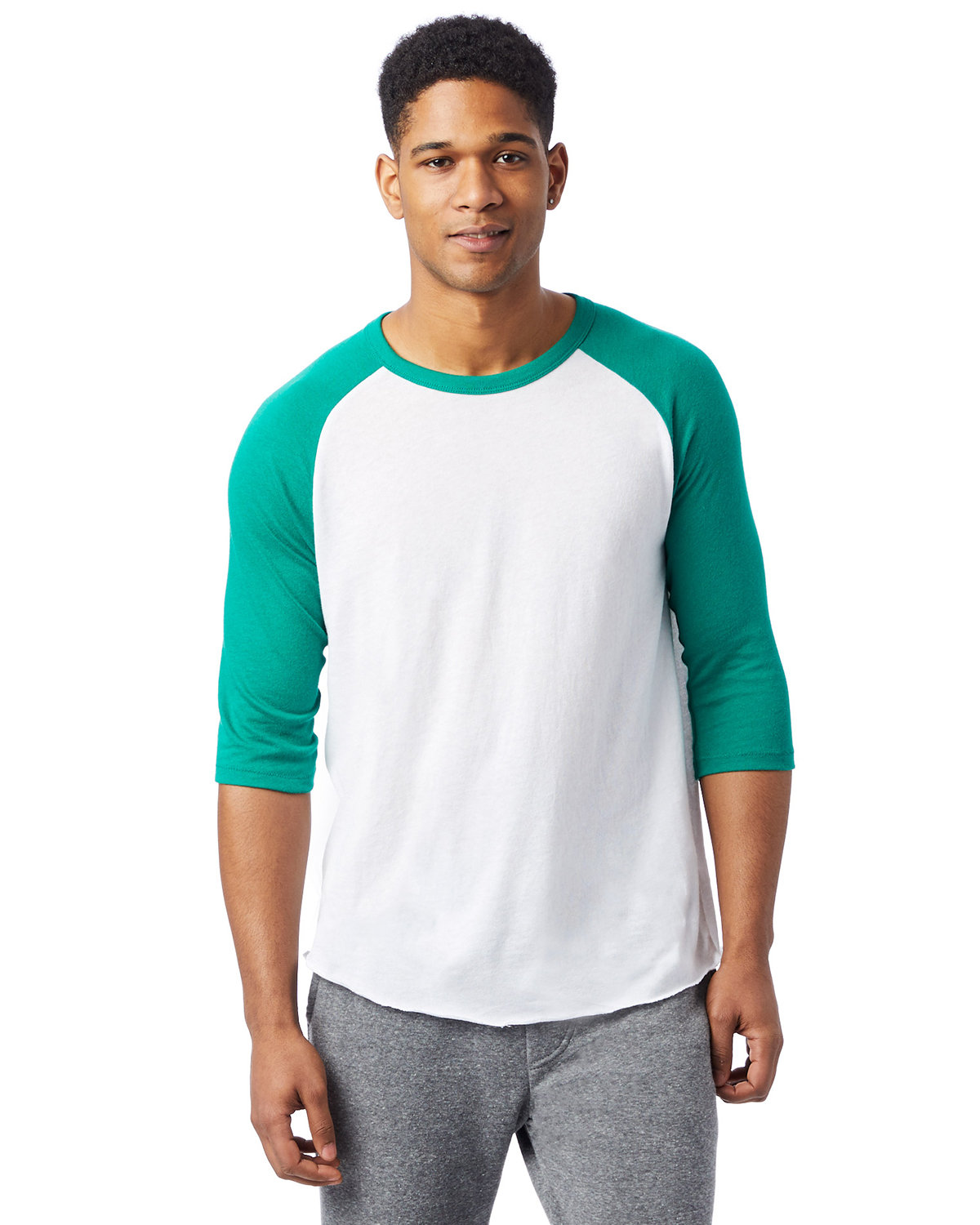 Alternative Men's Vintage Keeper Baseball T-Shirt WHITE/ GREEN 