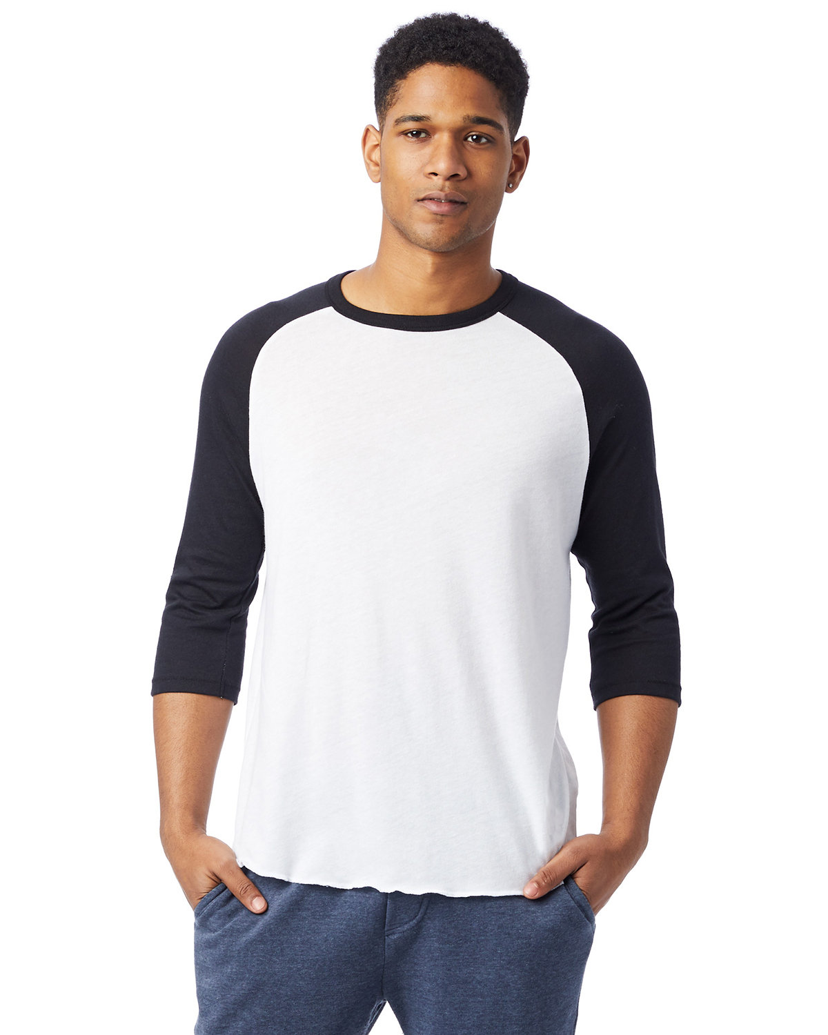 Alternative Men's Vintage Keeper Baseball T-Shirt WHITE/ BLACK 