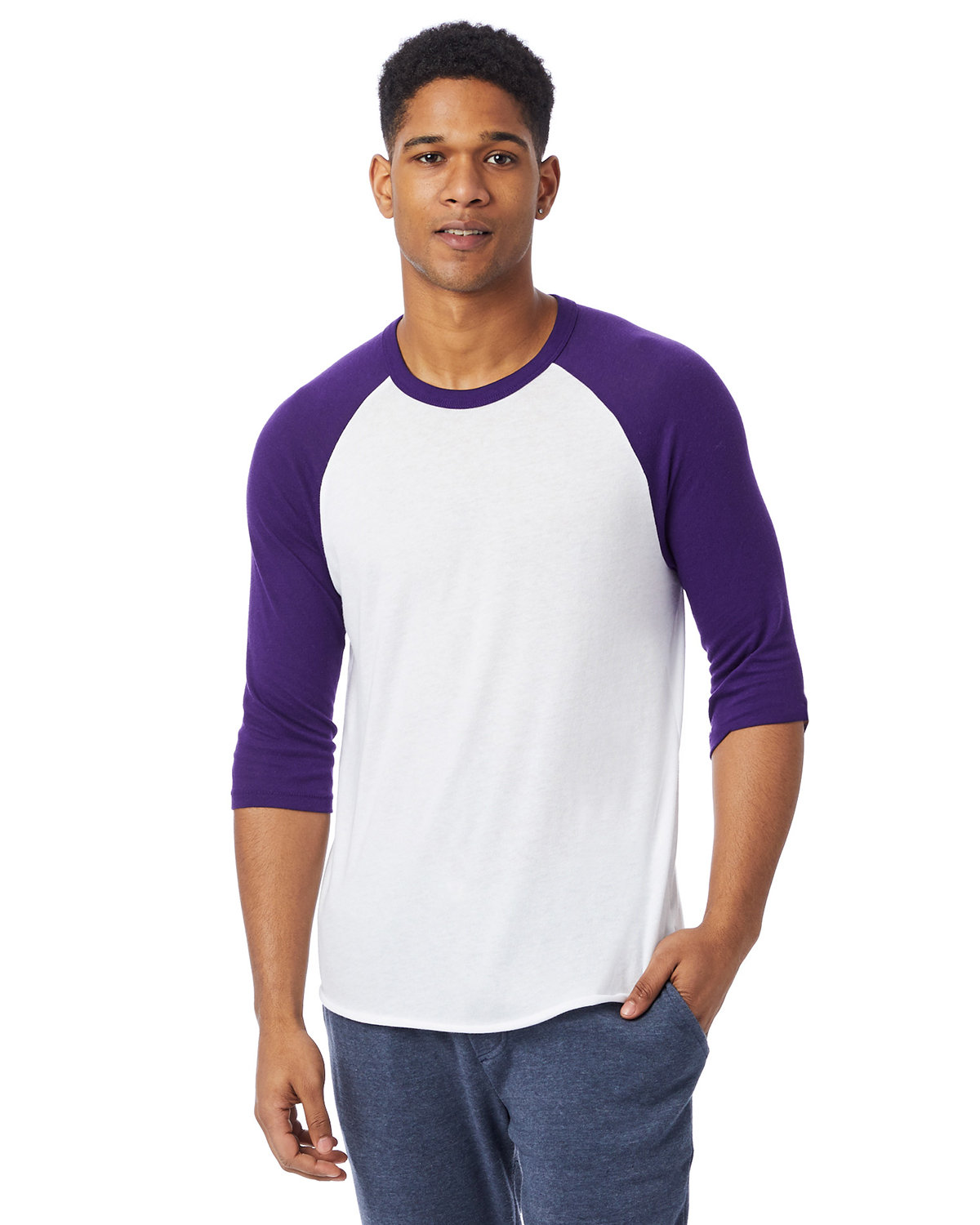 Alternative Men's Vintage Keeper Baseball T-Shirt white/ dp violet 