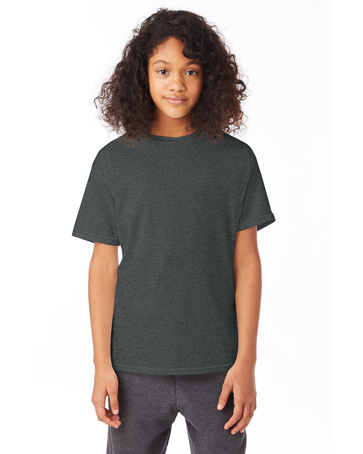 Hanes Youth 50/50 T-Shirt CHARCOAL HEATHER 