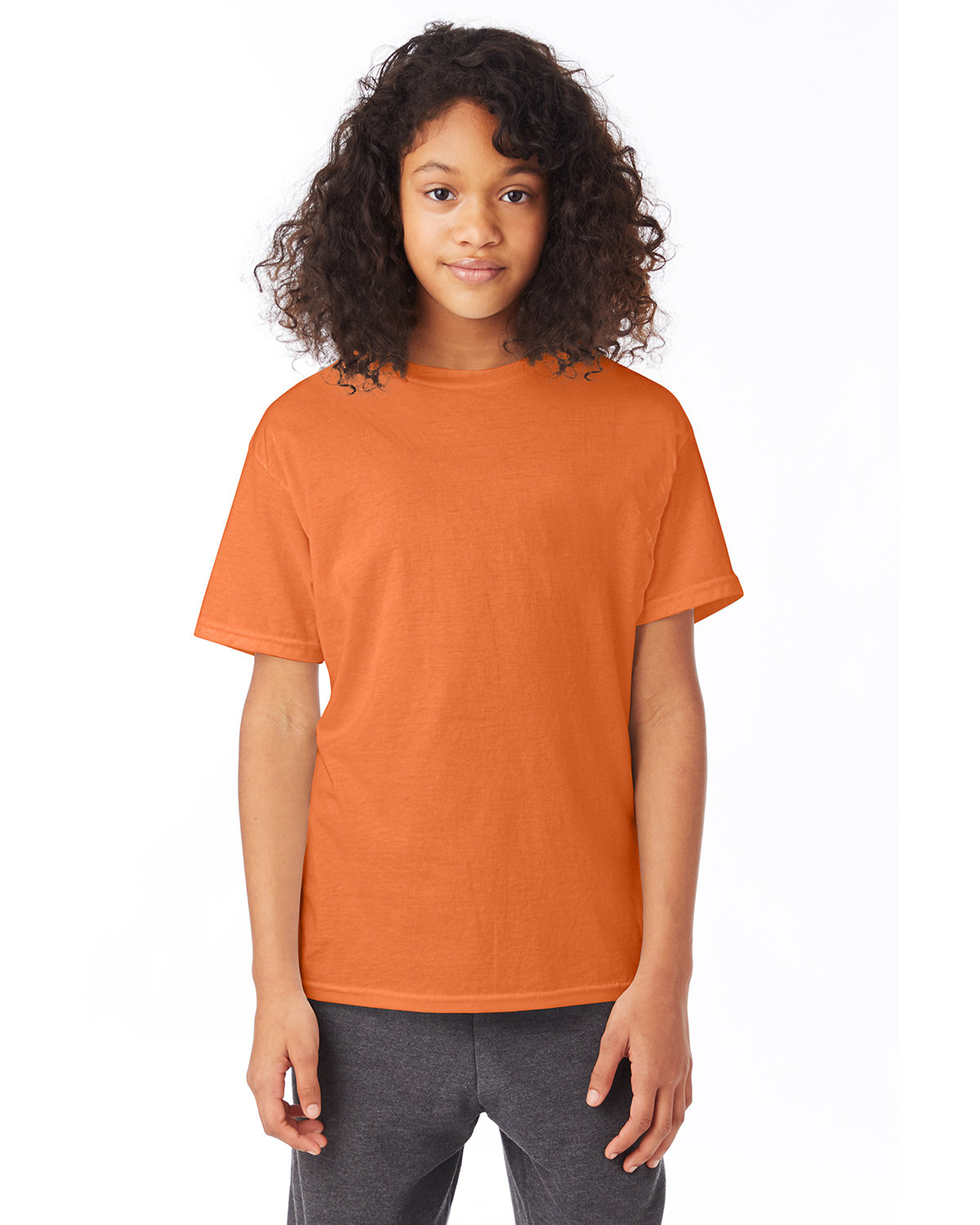 Hanes Youth 50/50 T-Shirt SAFETY ORANGE 
