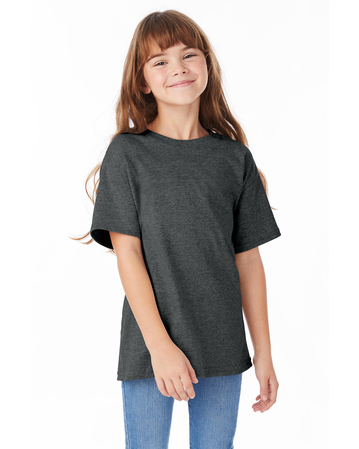 Hanes Youth Essential-T T-Shirt CHARCOAL HEATHER 