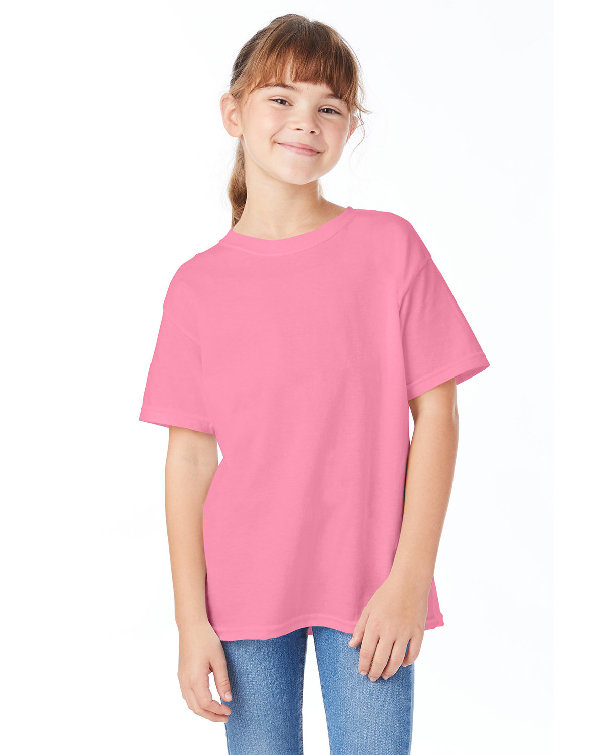 Hanes Youth Essential-T T-Shirt SAFETY PINK 