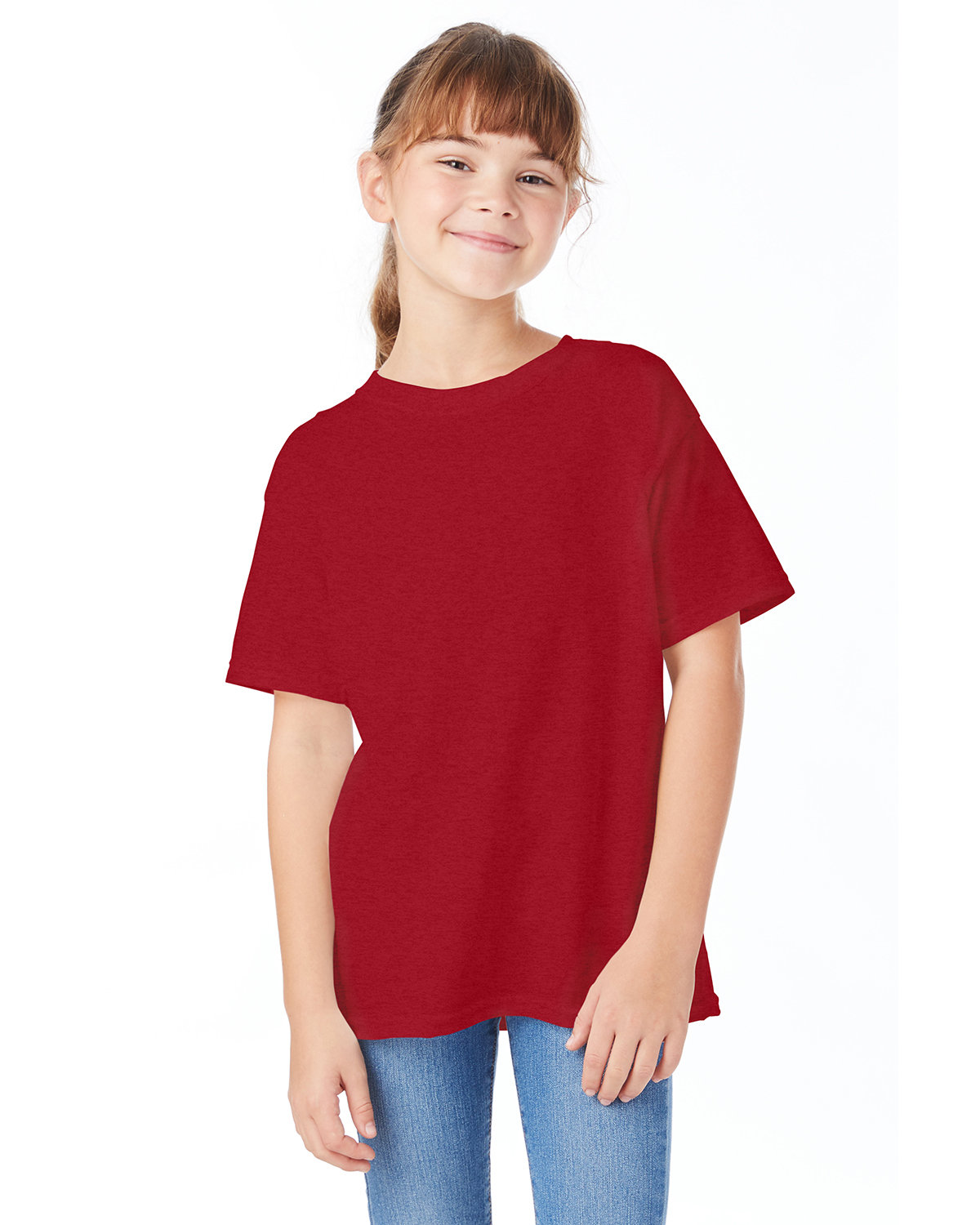 Hanes Youth Essential-T T-Shirt RED PEPPER HTHR 