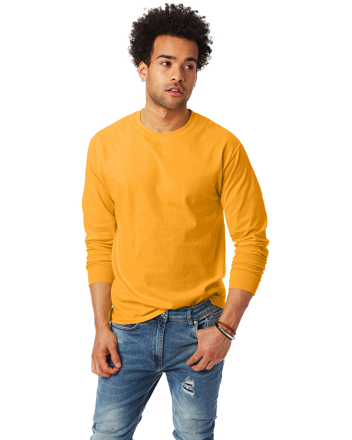 Hanes Adult Authentic-T Long-Sleeve T-Shirt GOLD 