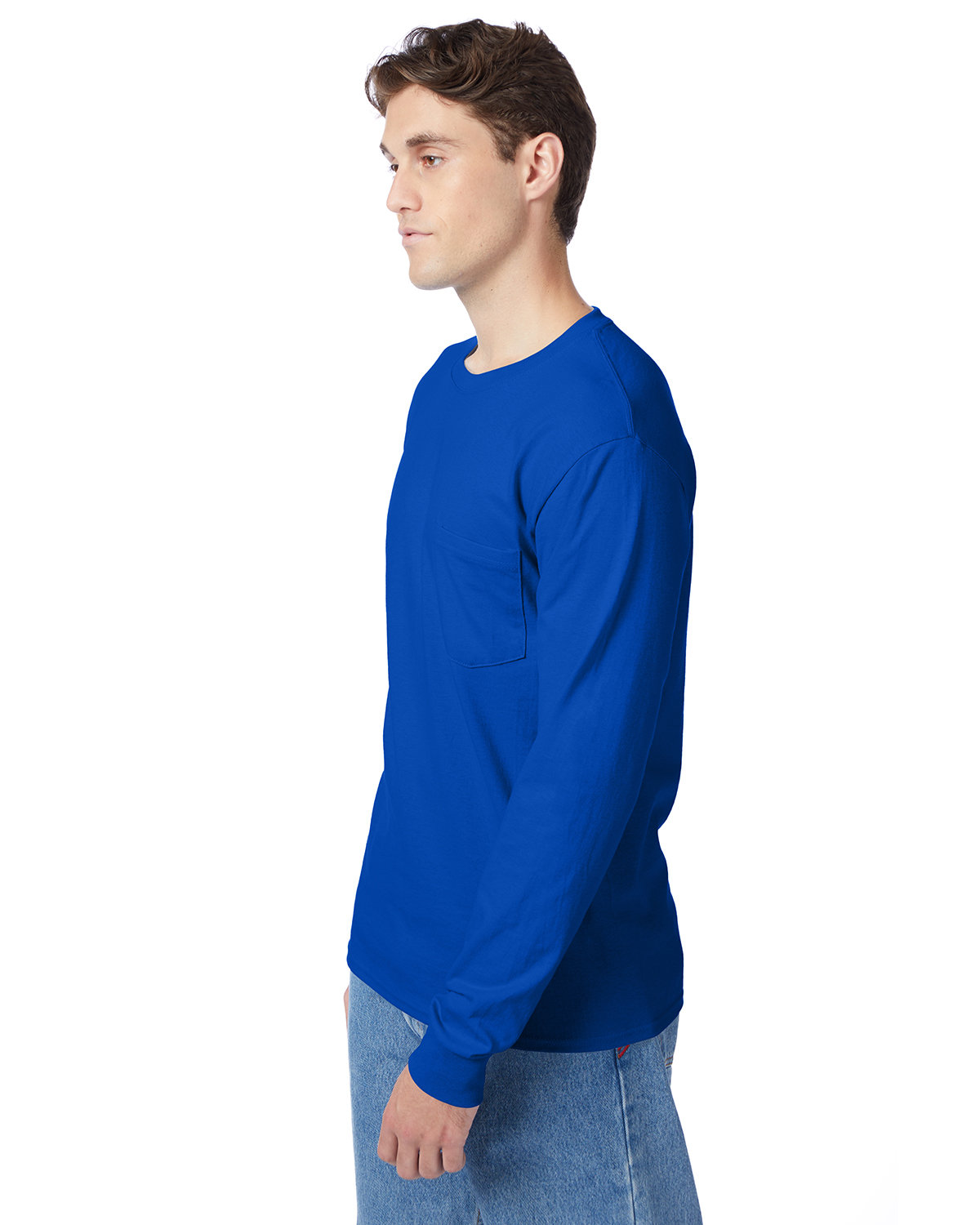 Hanes Men's Authentic-T Long-Sleeve Pocket T-Shirt DEEP ROYAL 