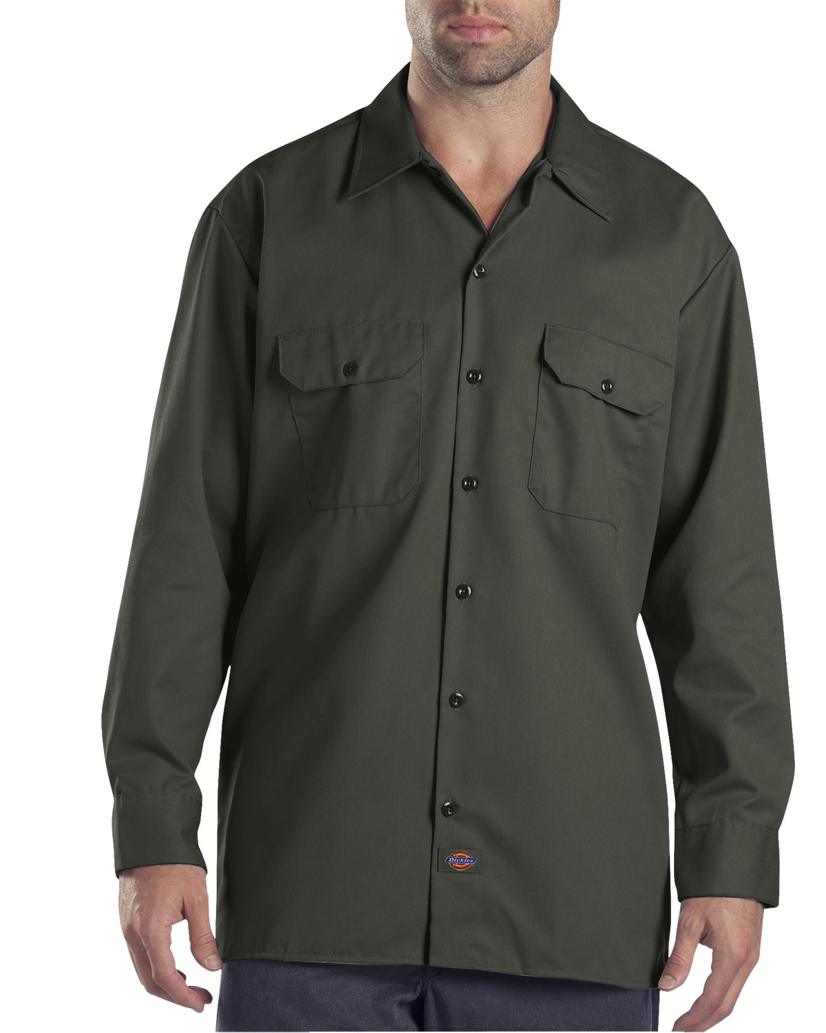 Dickies Men's 5.25 oz./yd² Long-Sleeve Work Shirt OLIVE GREEN 